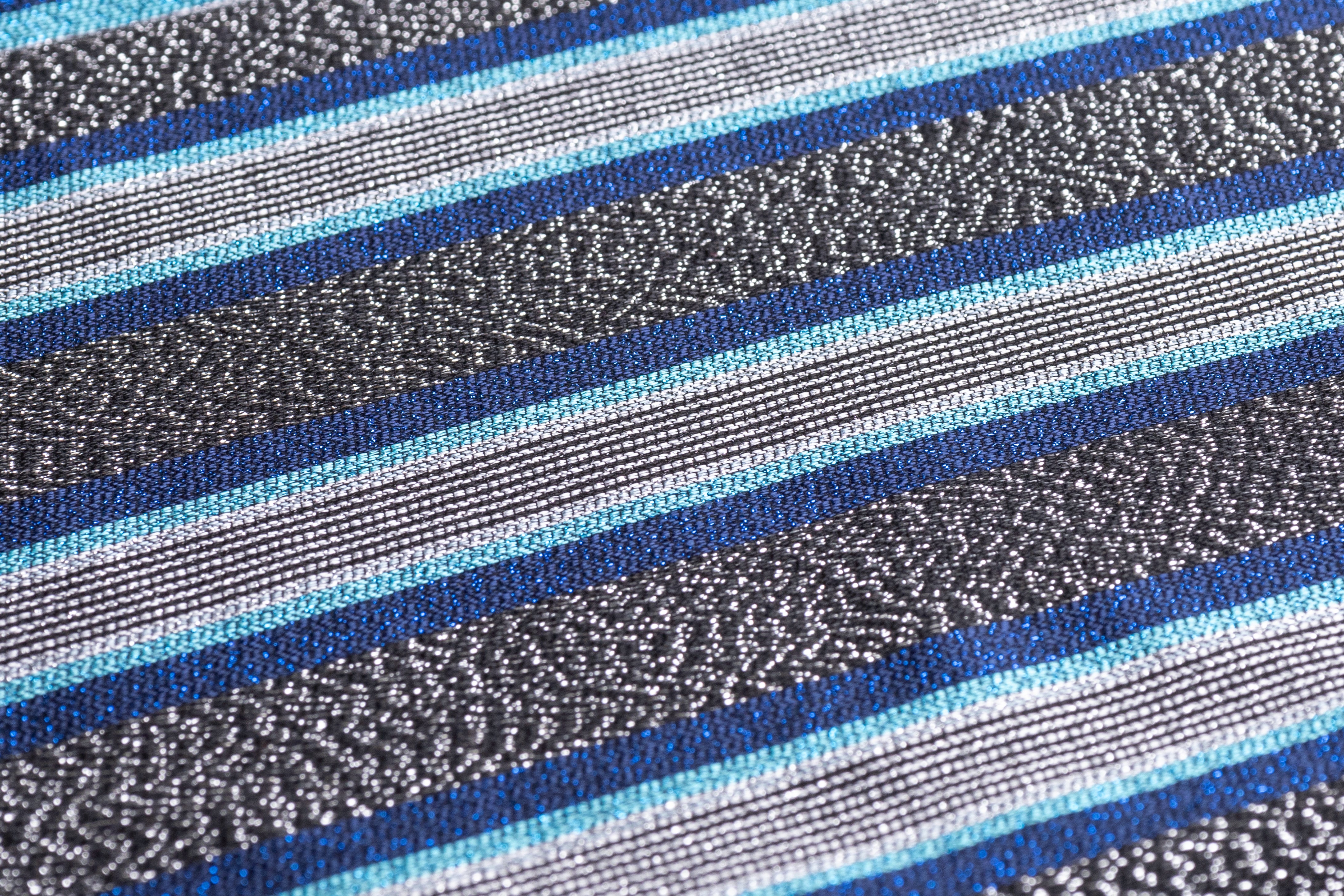 Striped Metallic Italian Jacquard - Blue / Silver