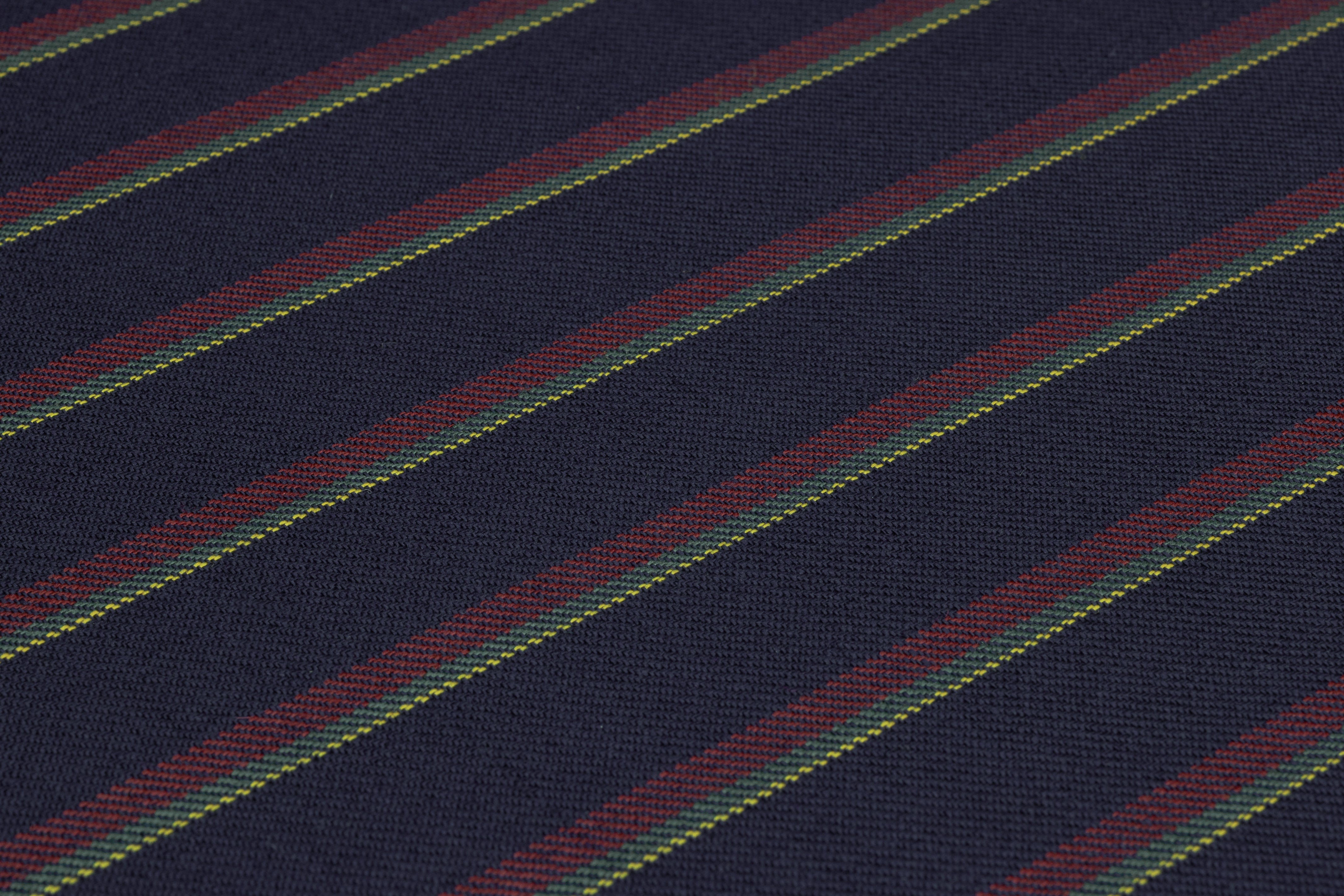 Striped Italian Wool Suiting - Navy / Red / Green / Yellow