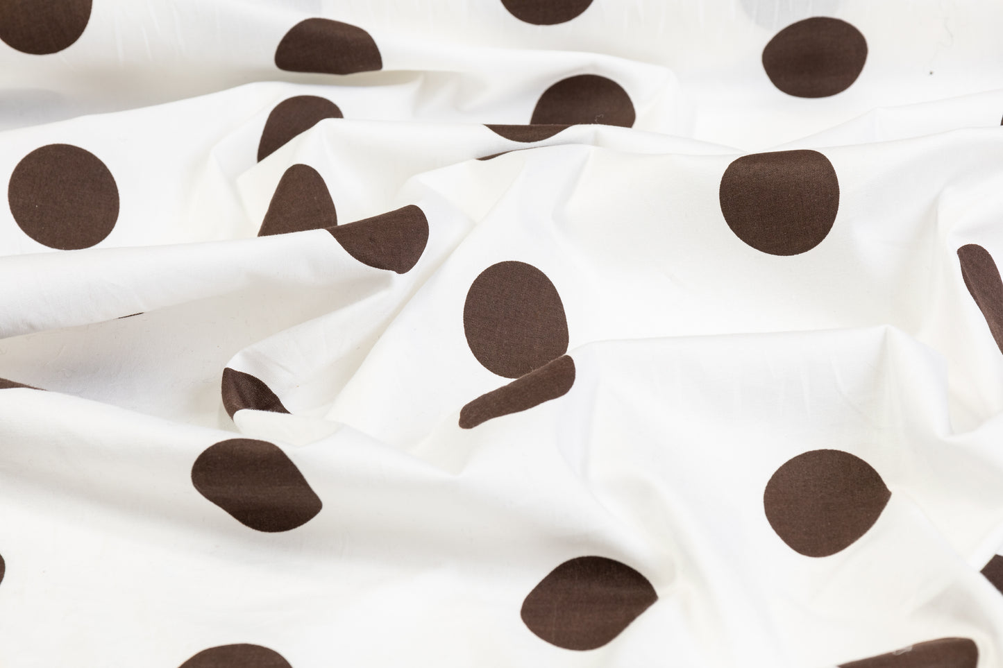 Polka Dot Cotton Print - Brown and White