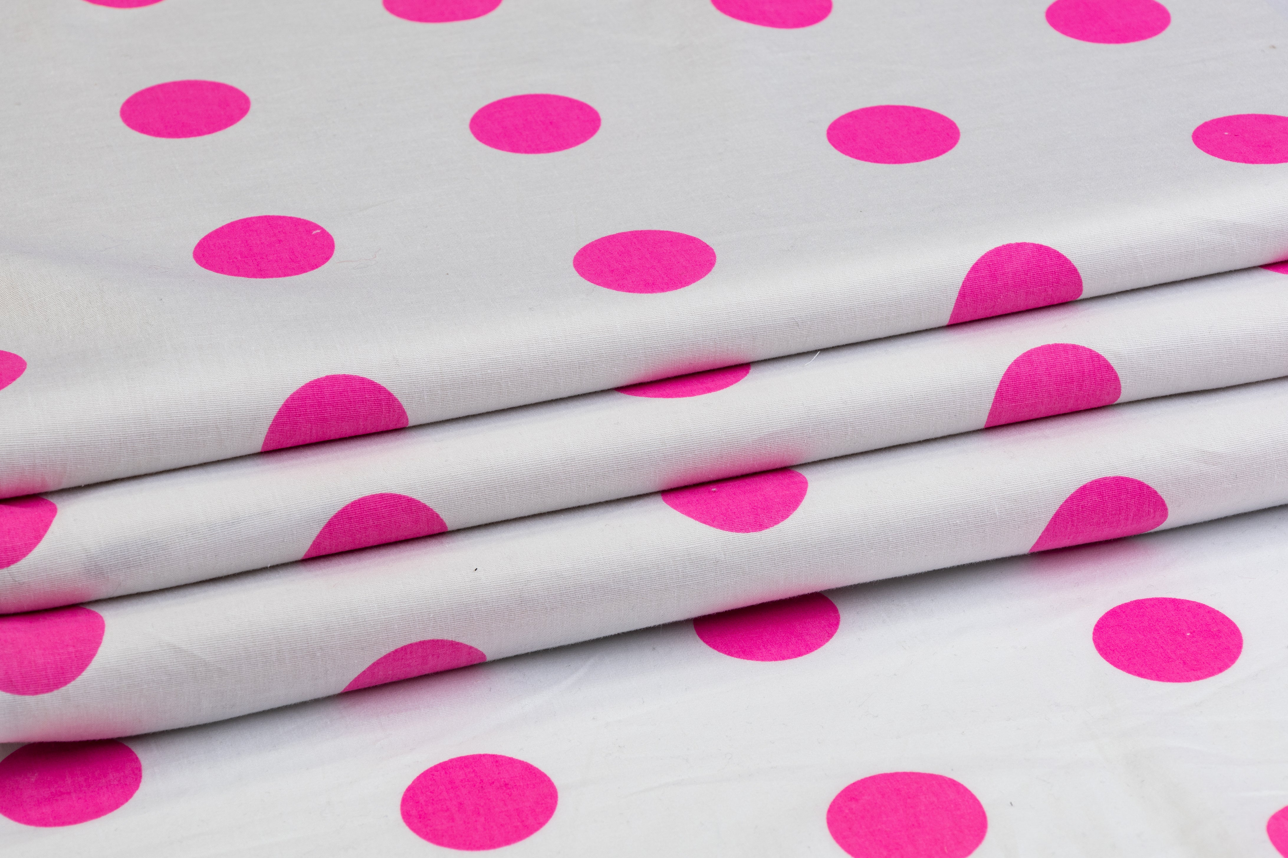 Polka Dot Cotton Print - White and Pink