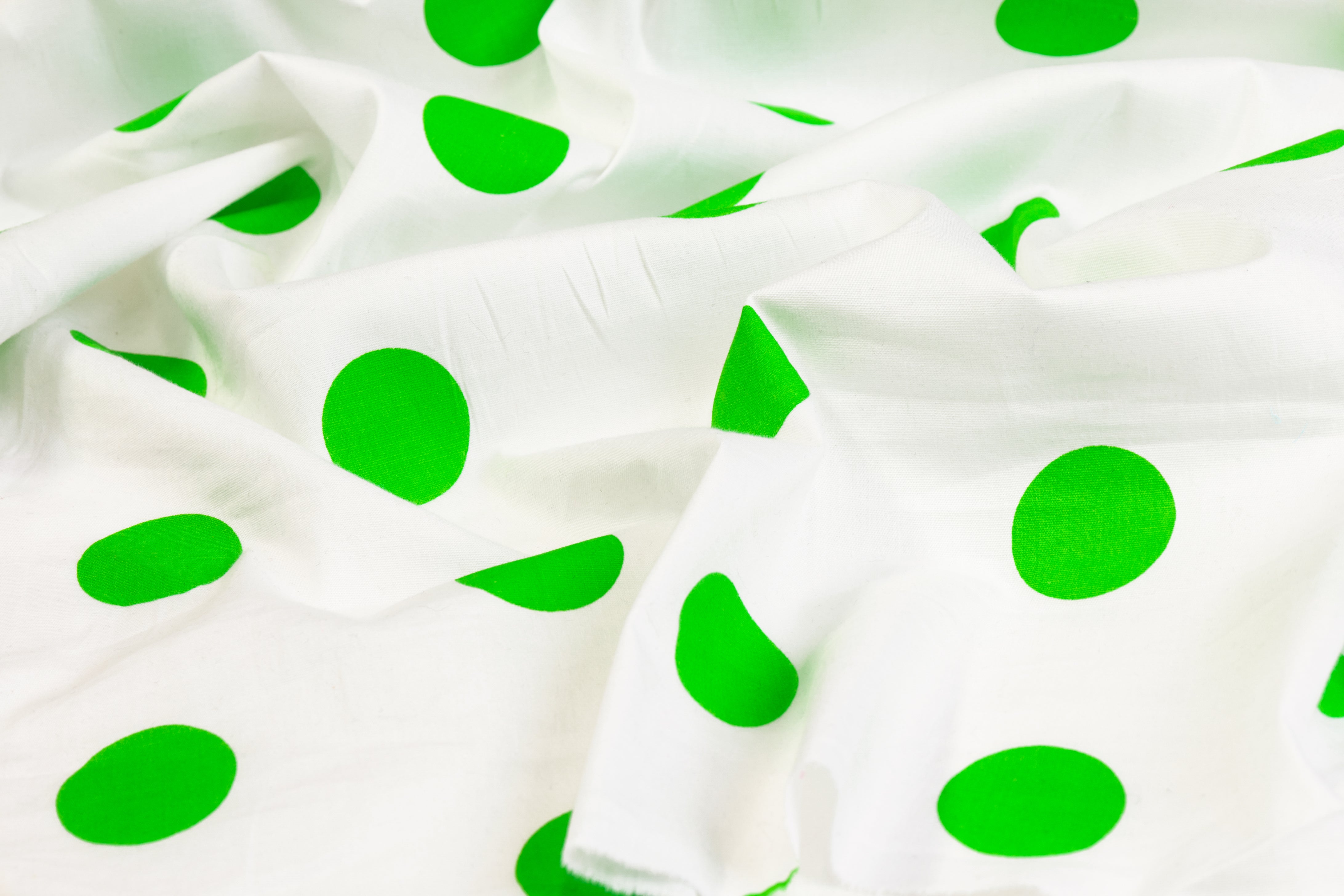 Polka Dot Cotton Print - Green and White