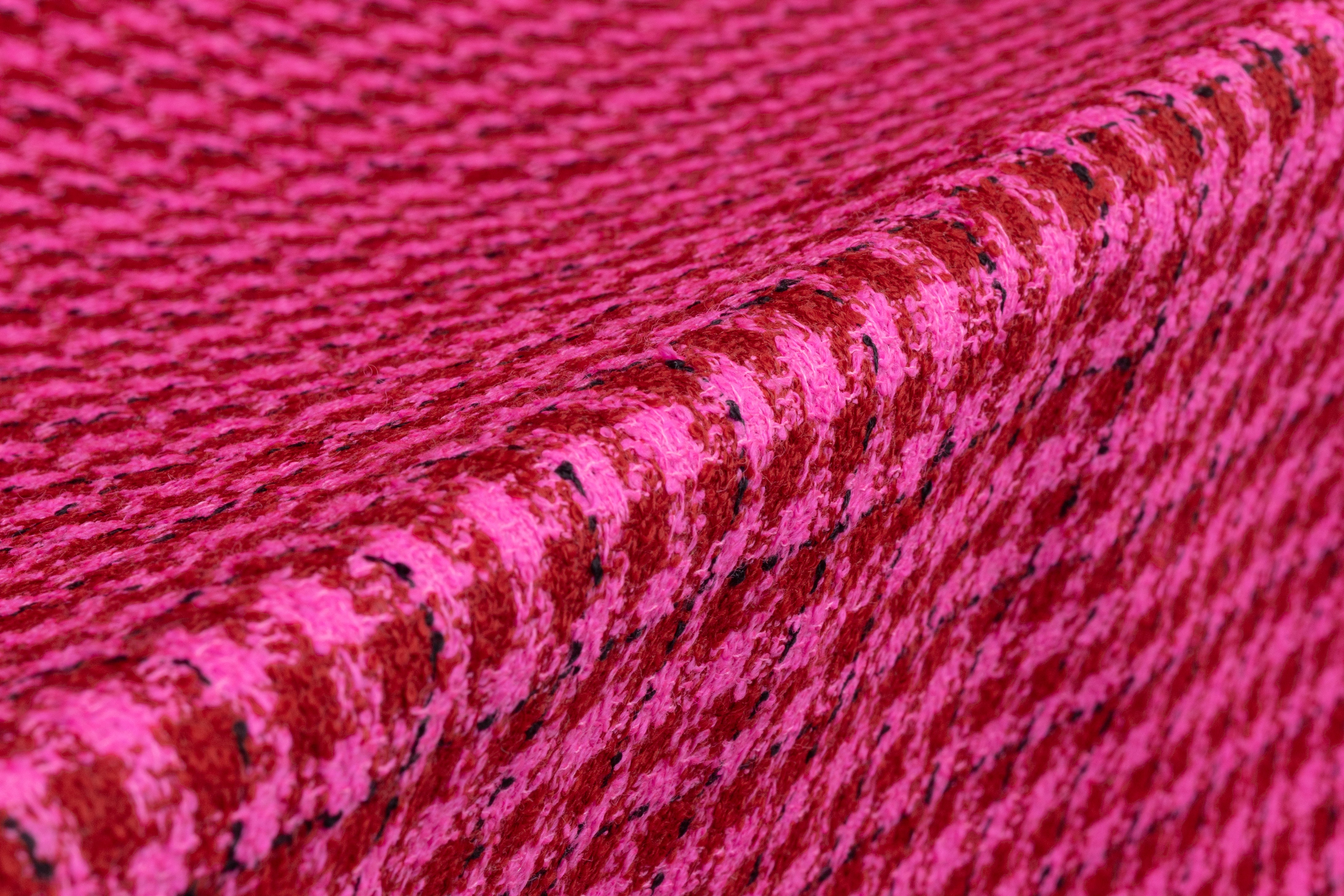 Checked Italian Wool Tweed Boucle - Magenta / Red