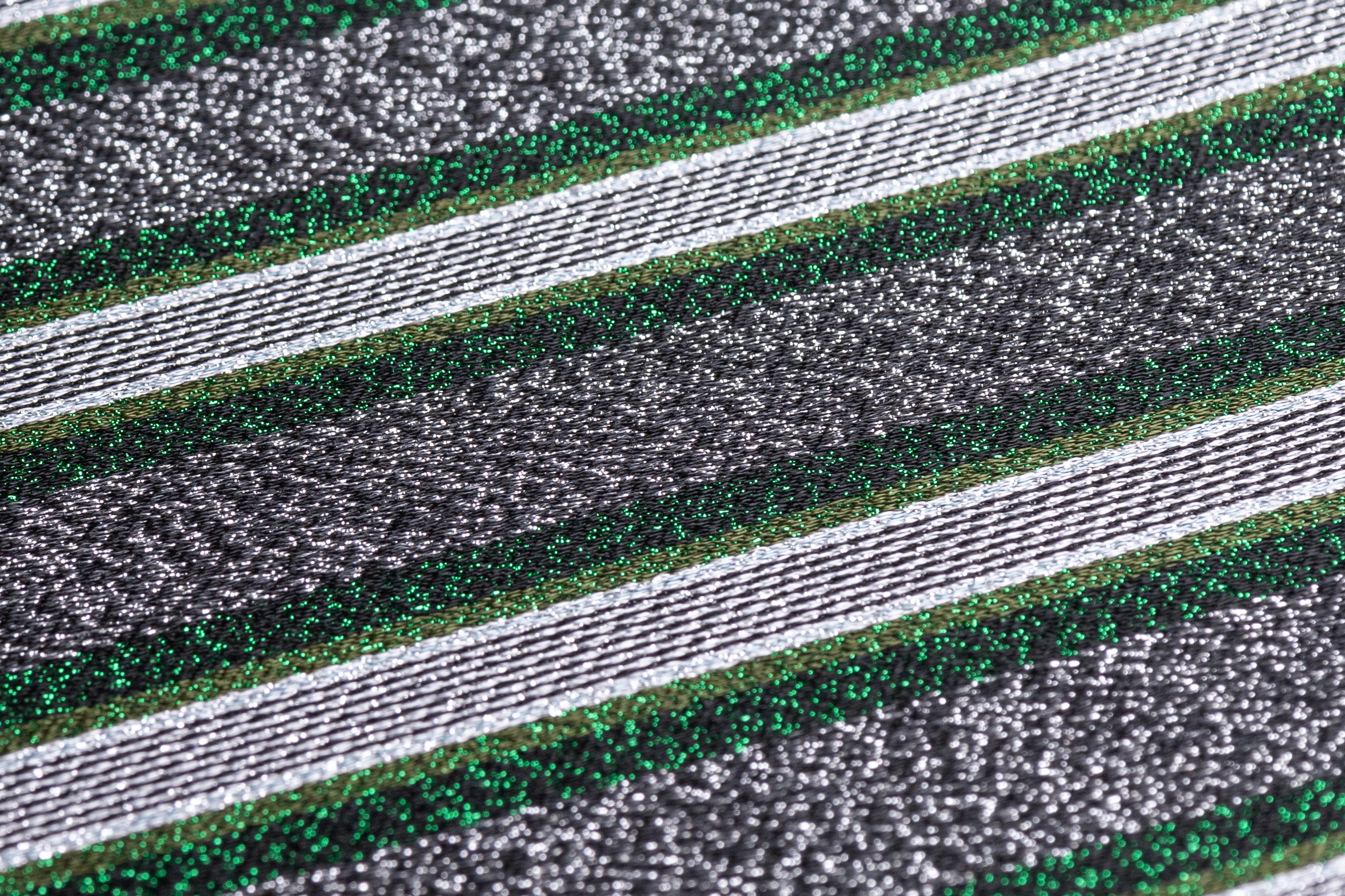 Striped Metallic Italian Jacquard - Green / Silver