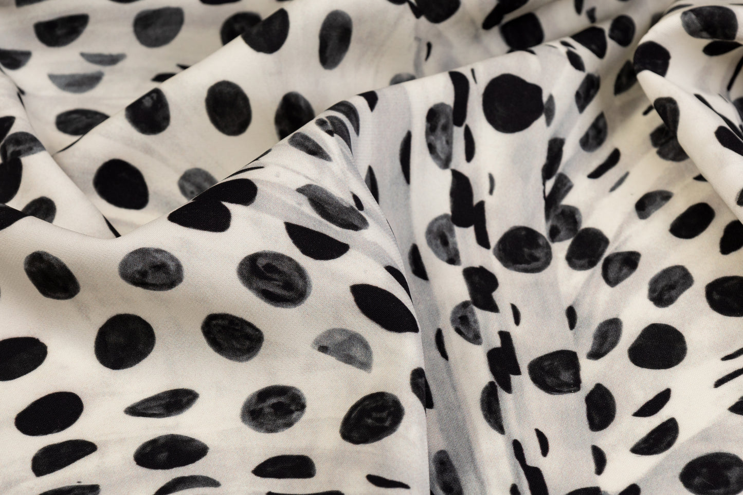 Abstract Viscose Crepe - Off White and Black