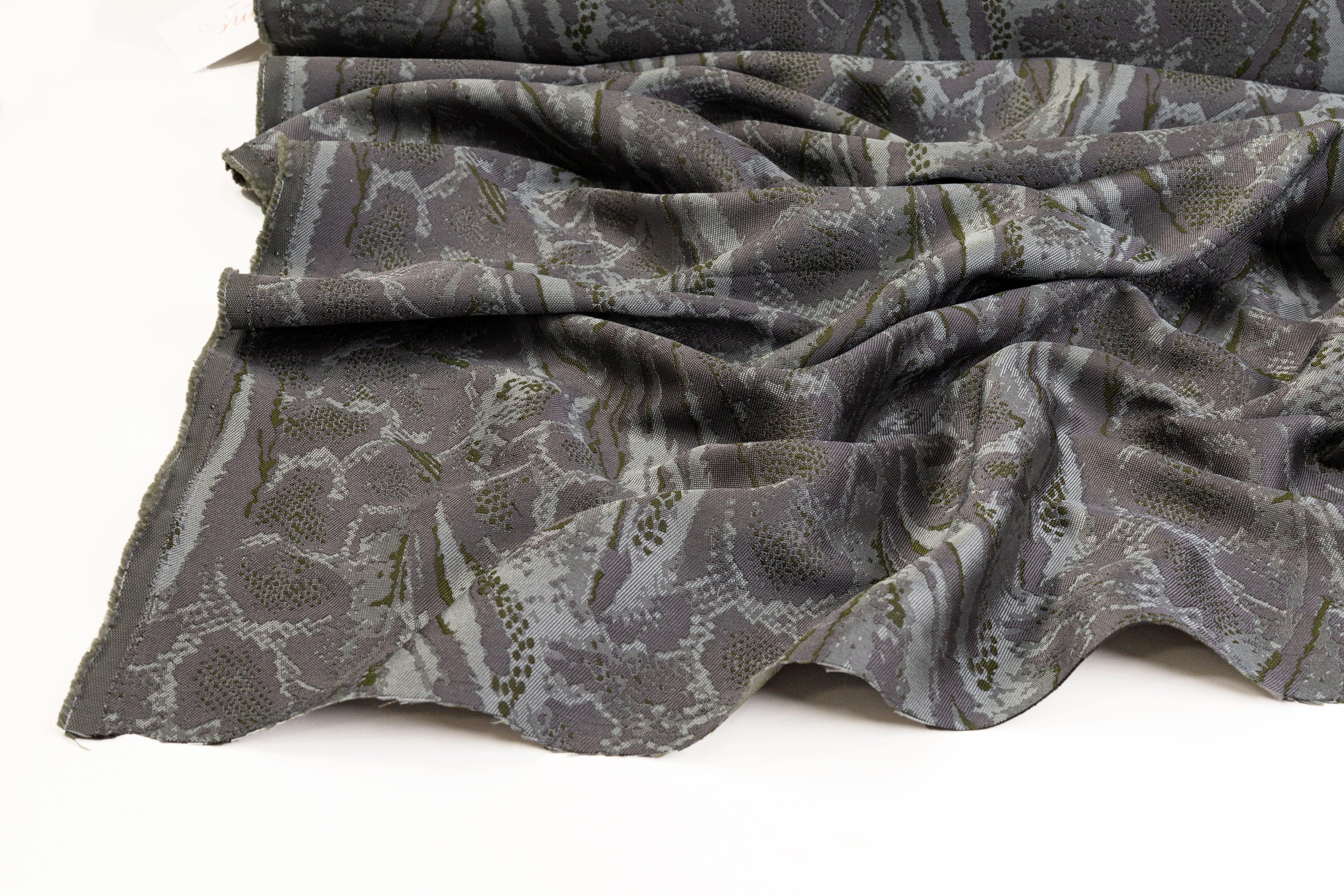 Abstract Brocade - Gunmetal Gray and Green