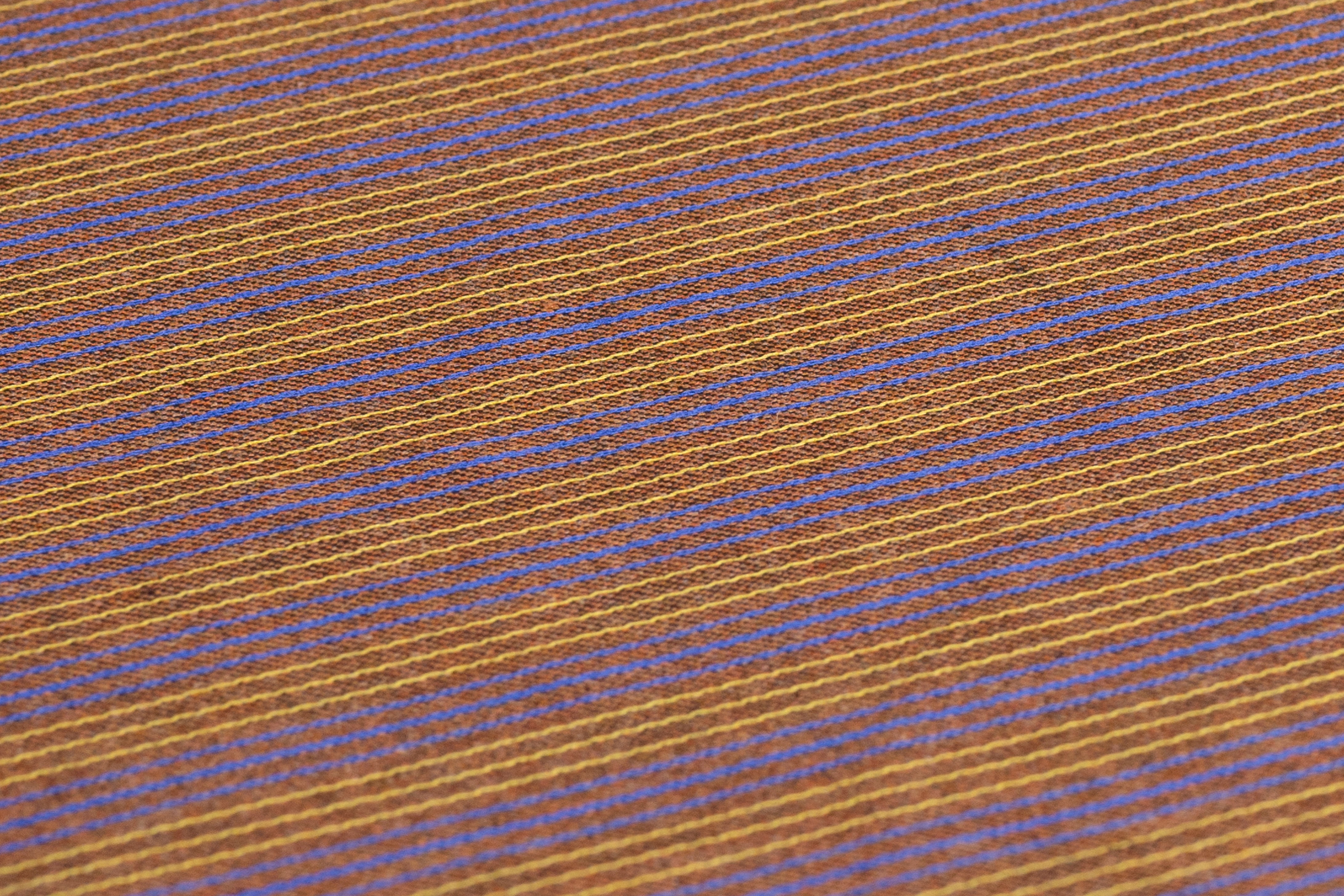 Striped Italian Wool Blend Suiting - Brown / Blue / Yellow