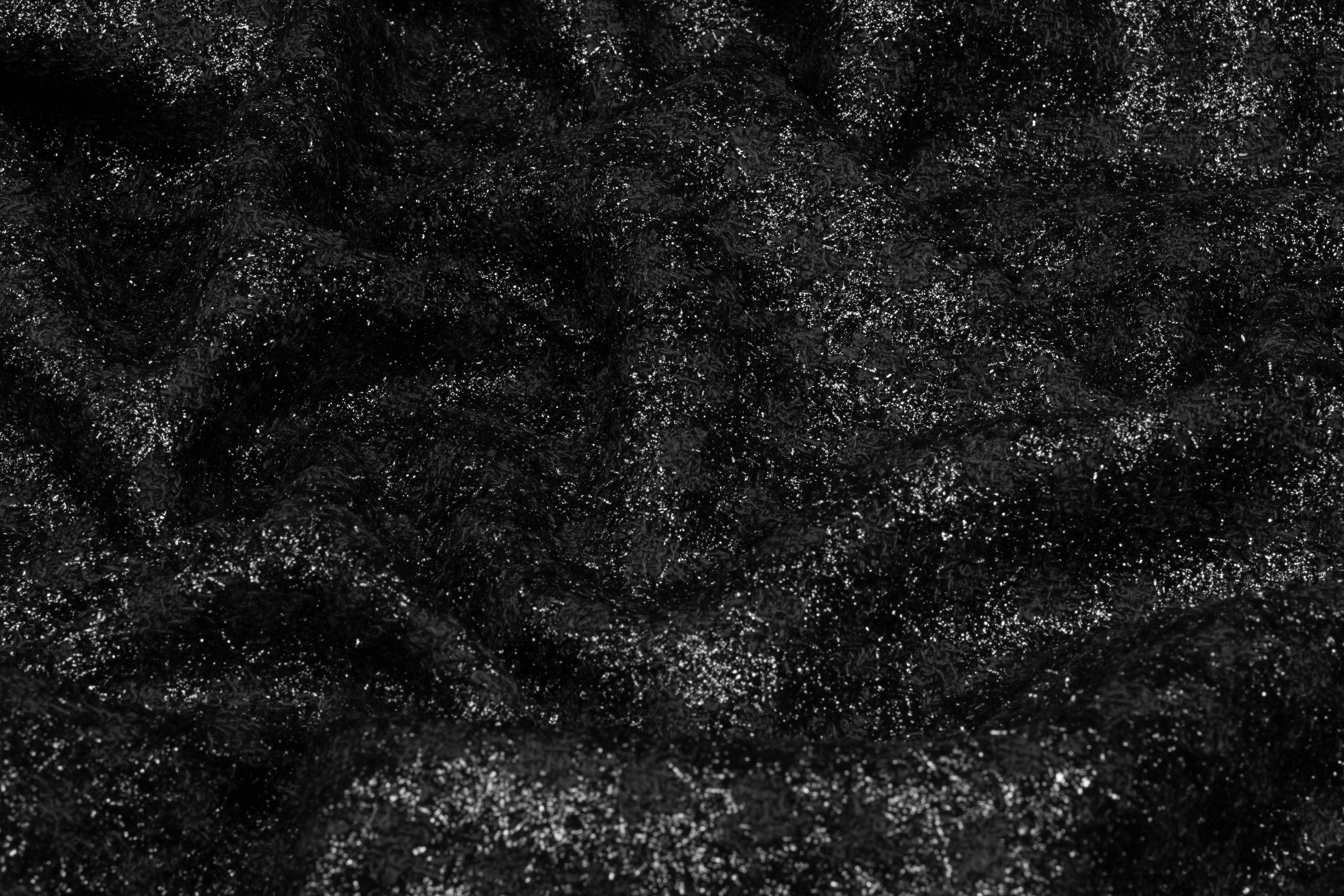 Checked Metallic Italian Wool Tweed - Black
