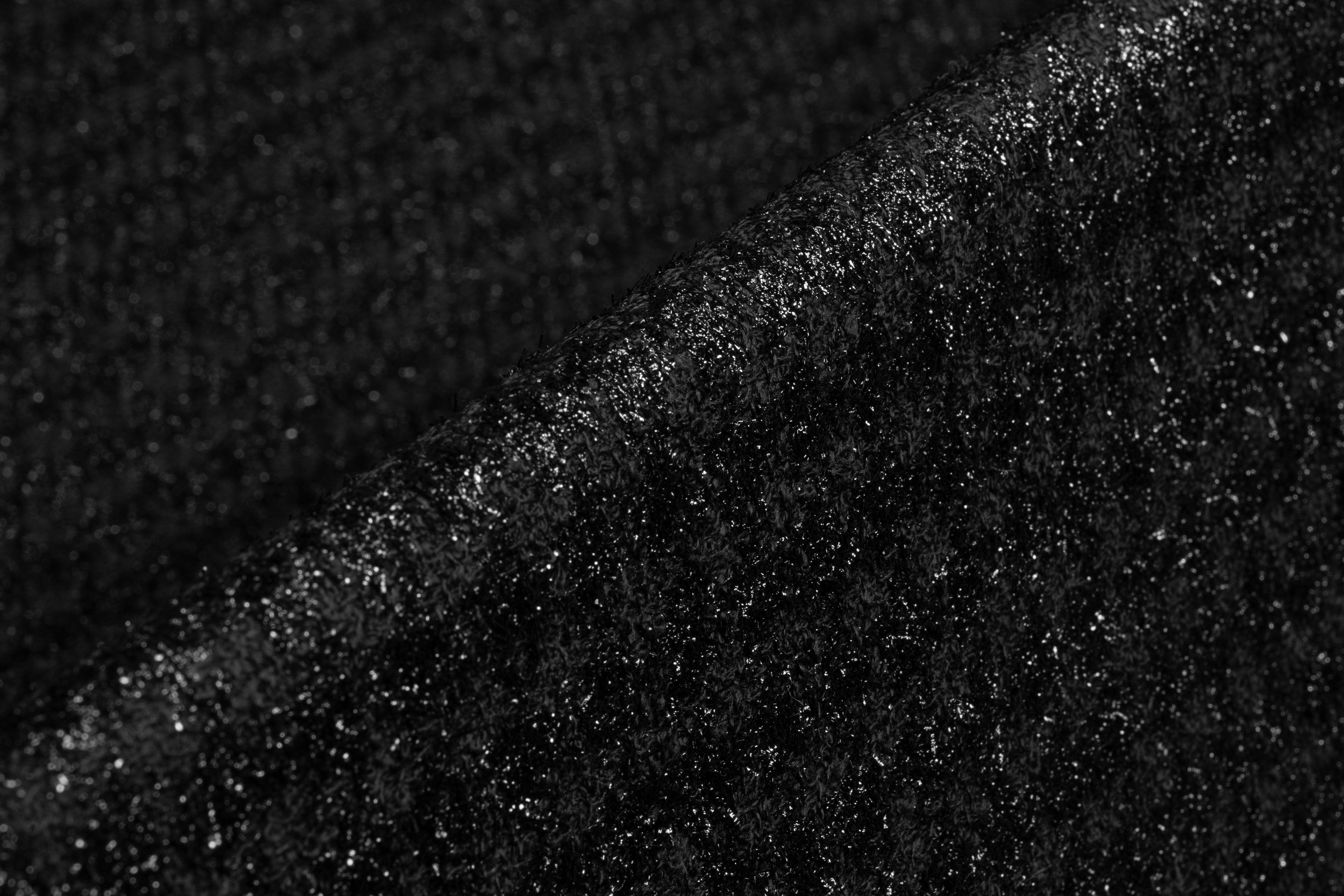 Checked Metallic Italian Wool Tweed - Black