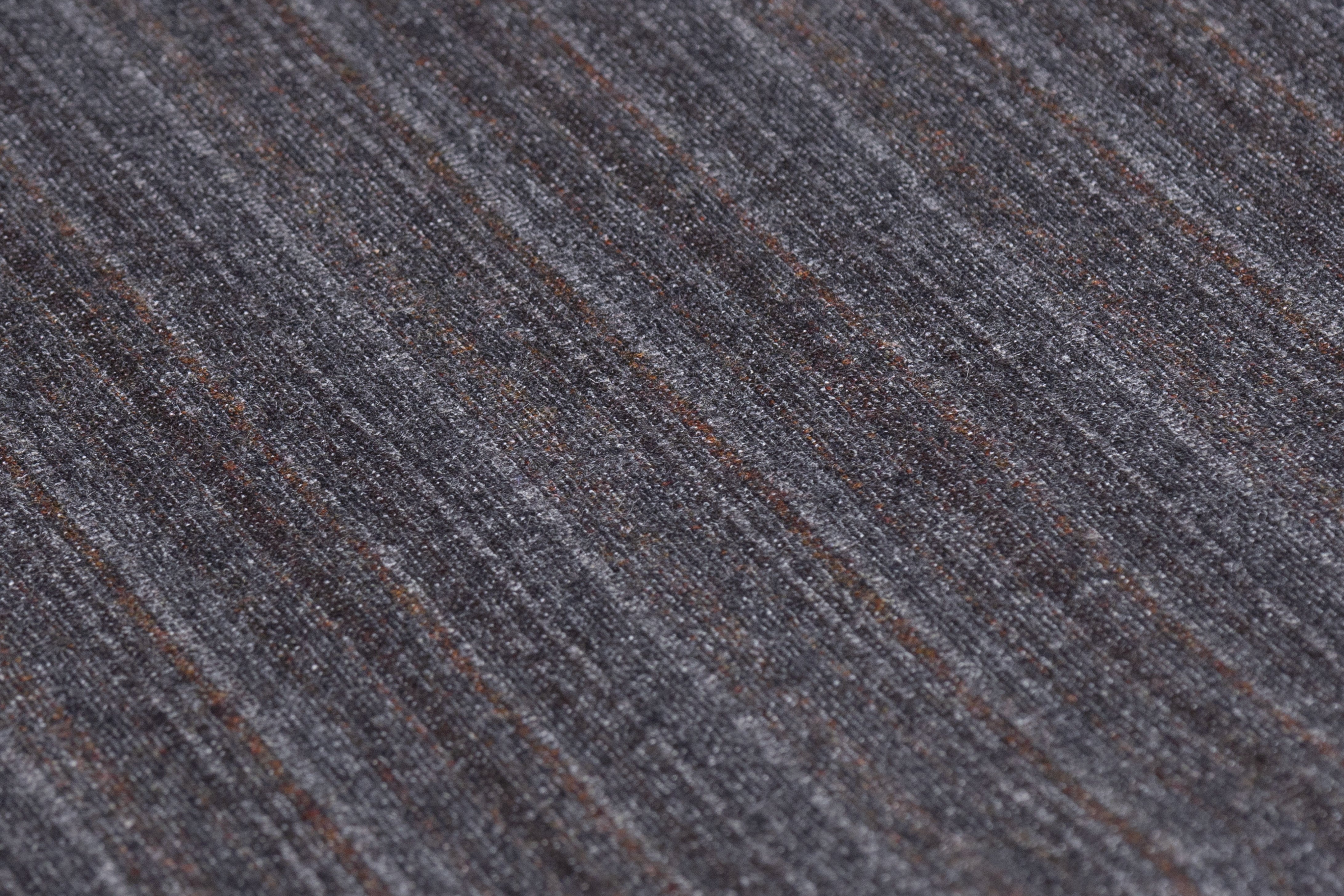 Striped Italian Wool Flannel Suiting - Charcoal Gray / Brown