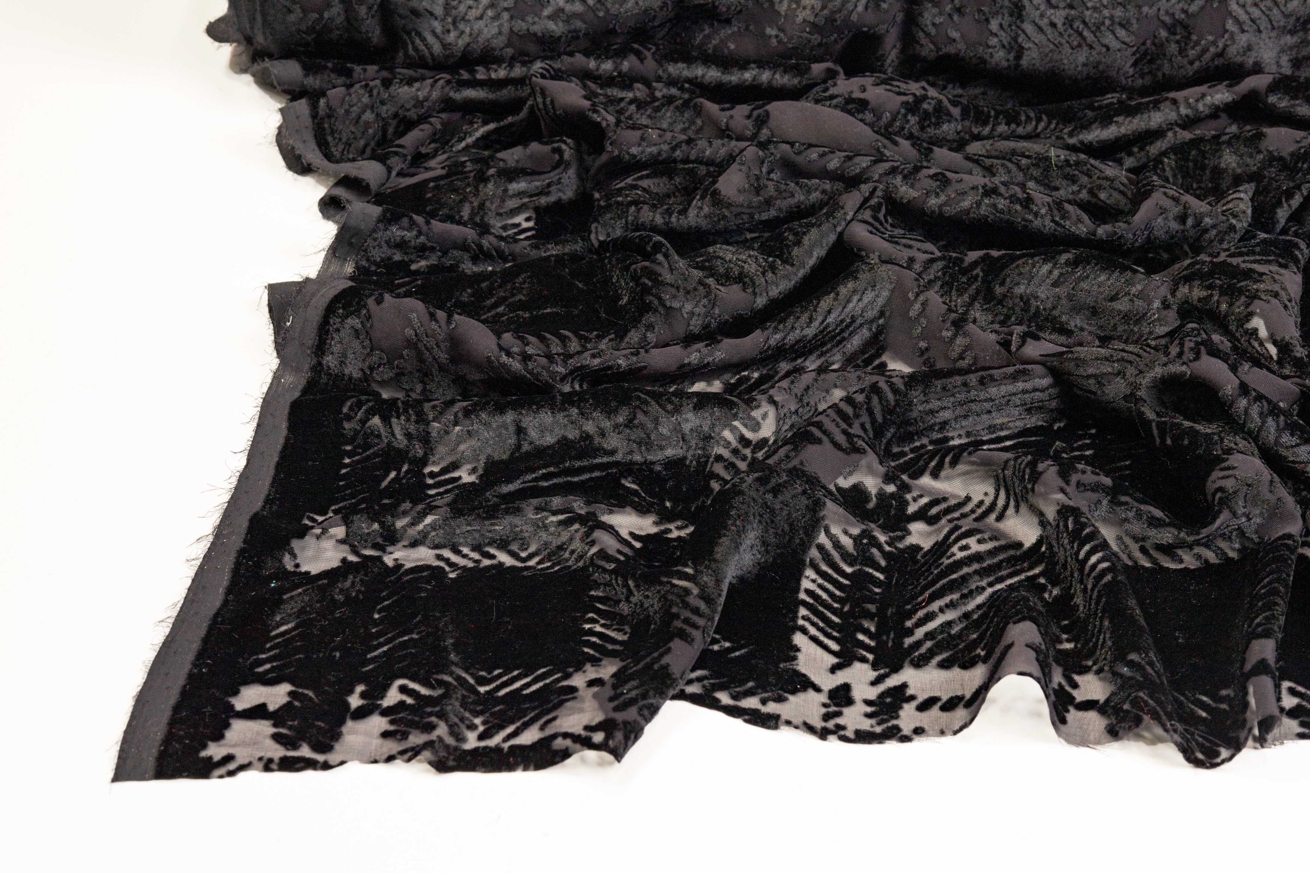Silk Viscose Velvet Burnout - Black