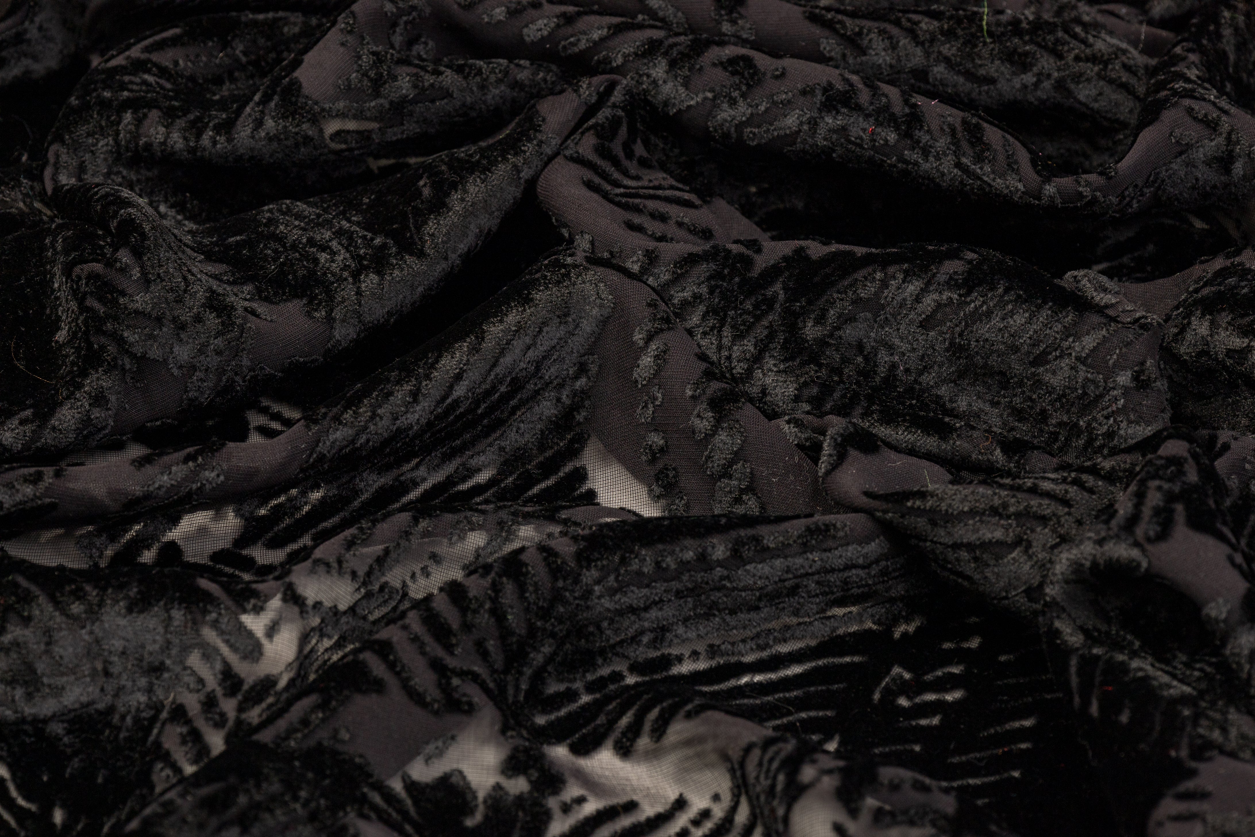 Silk Viscose Velvet Burnout - Black