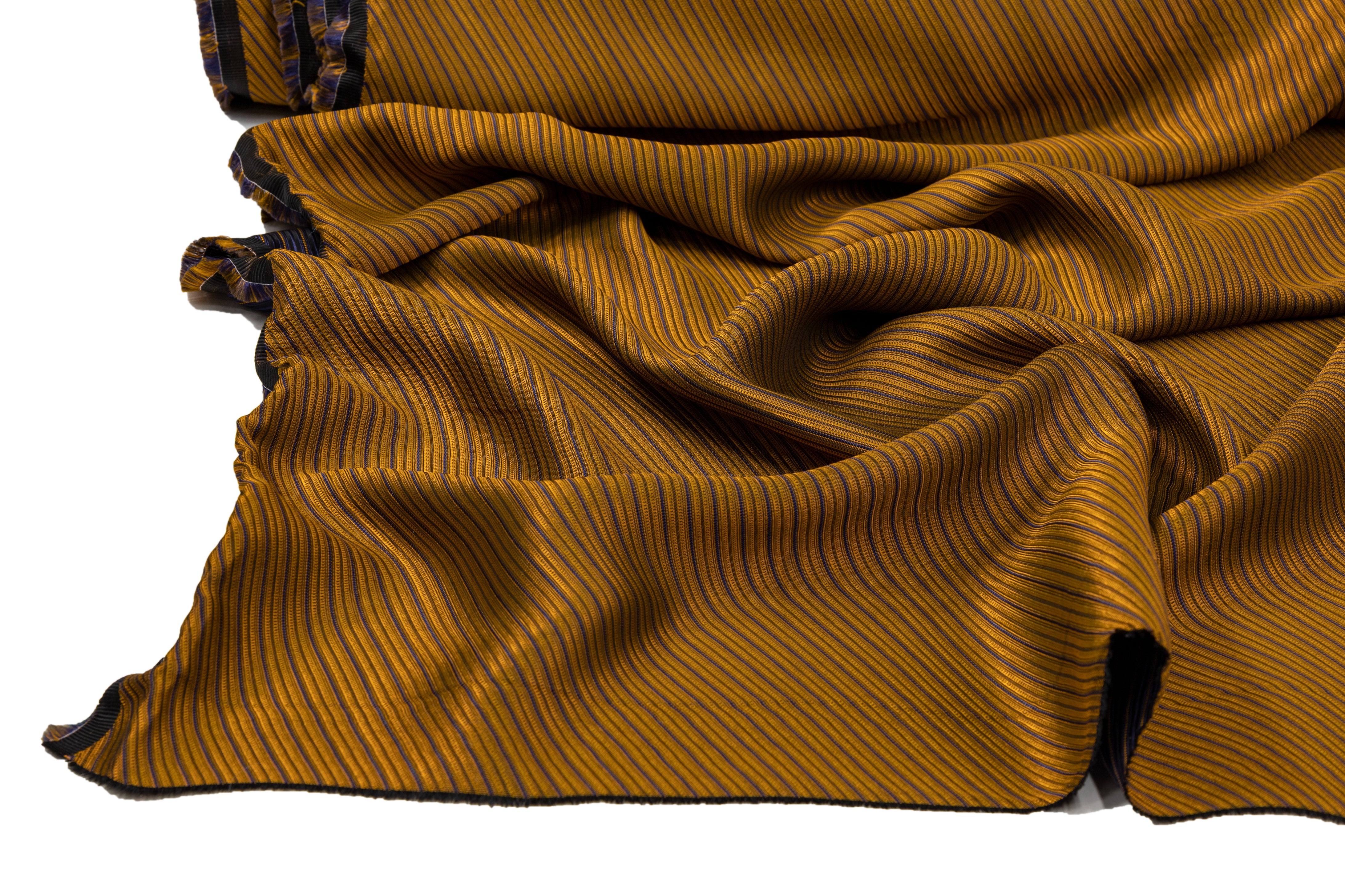 Double Faced Viscose Jacquard - Antique Gold and Navy Blue