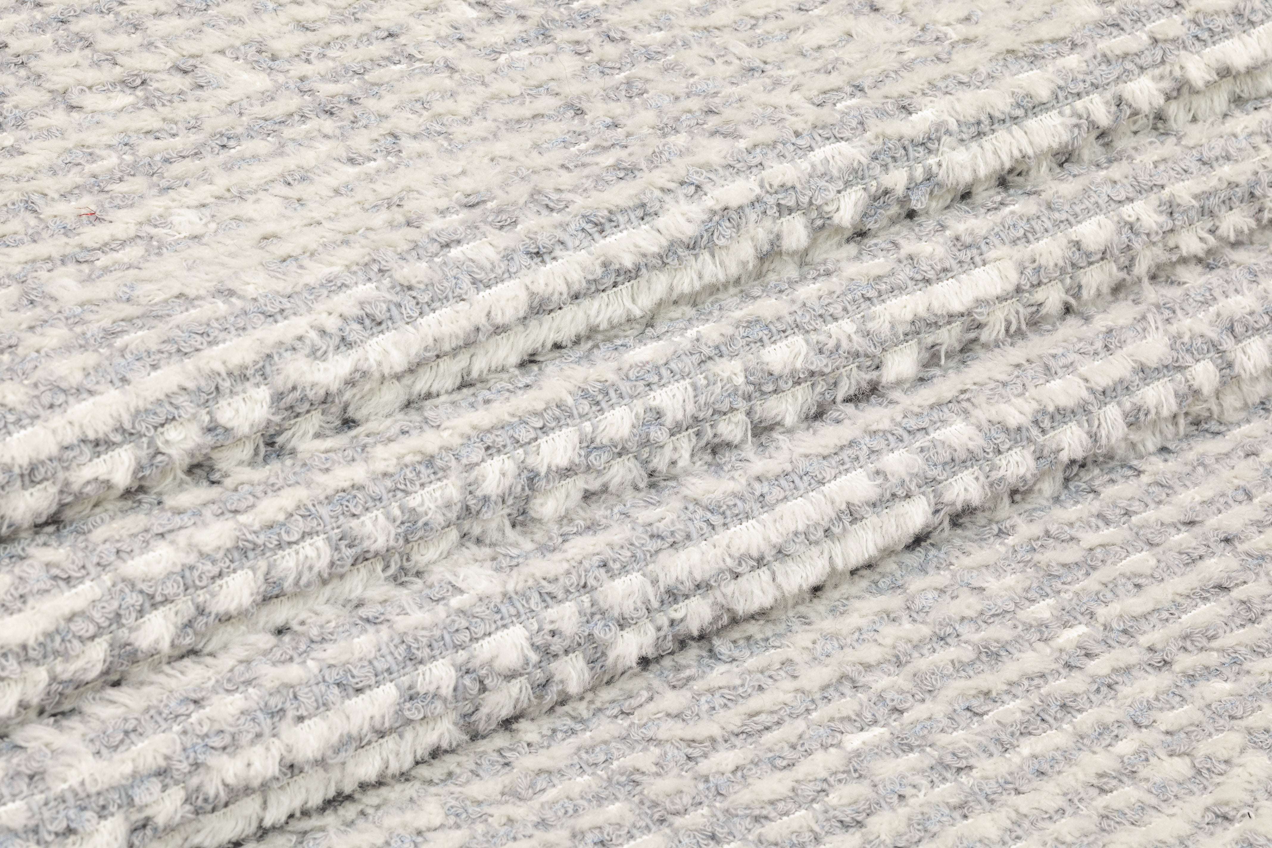 Fringed Italian Wool Boucle - Gray / Off White