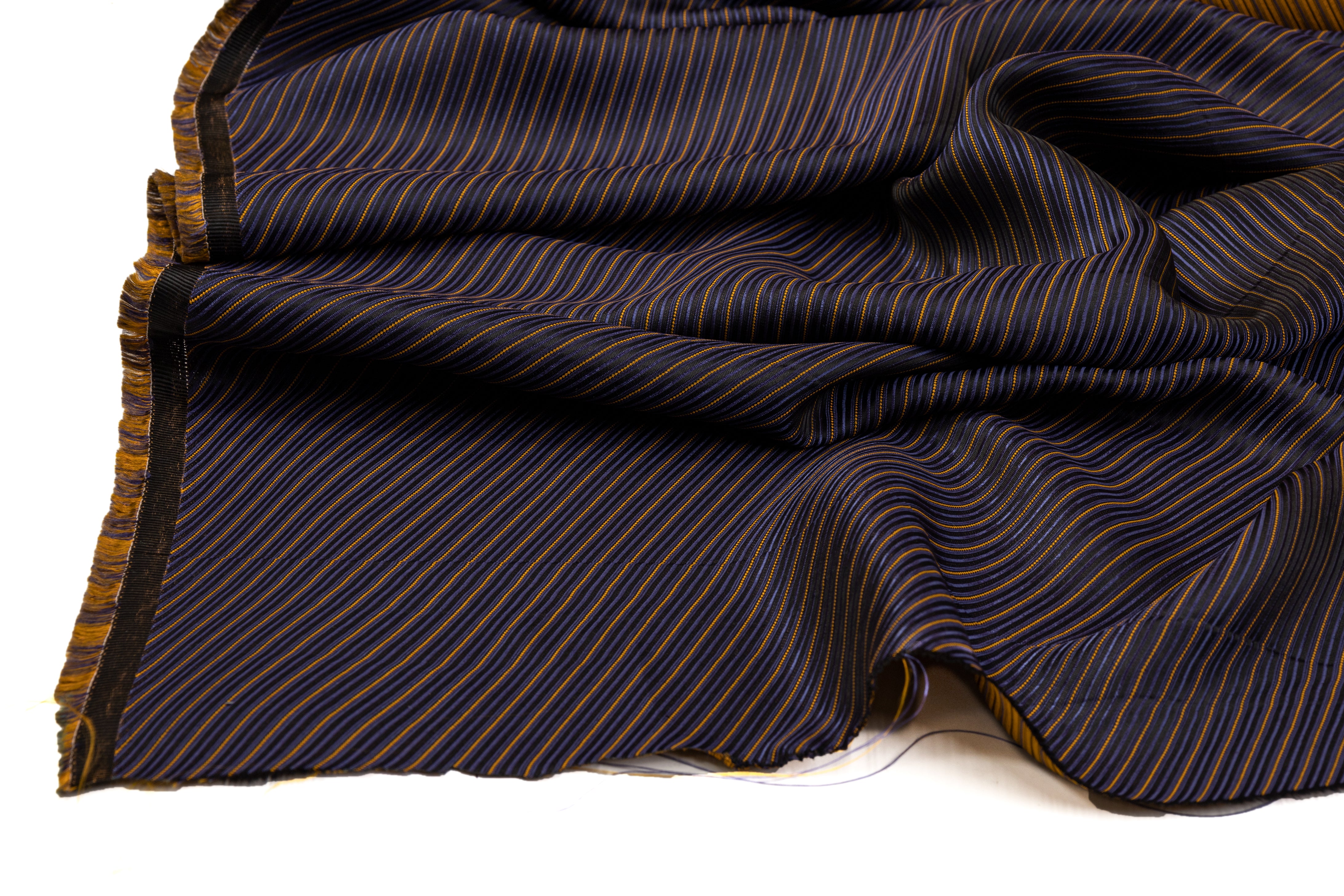 Double Faced Viscose Jacquard - Antique Gold and Navy Blue