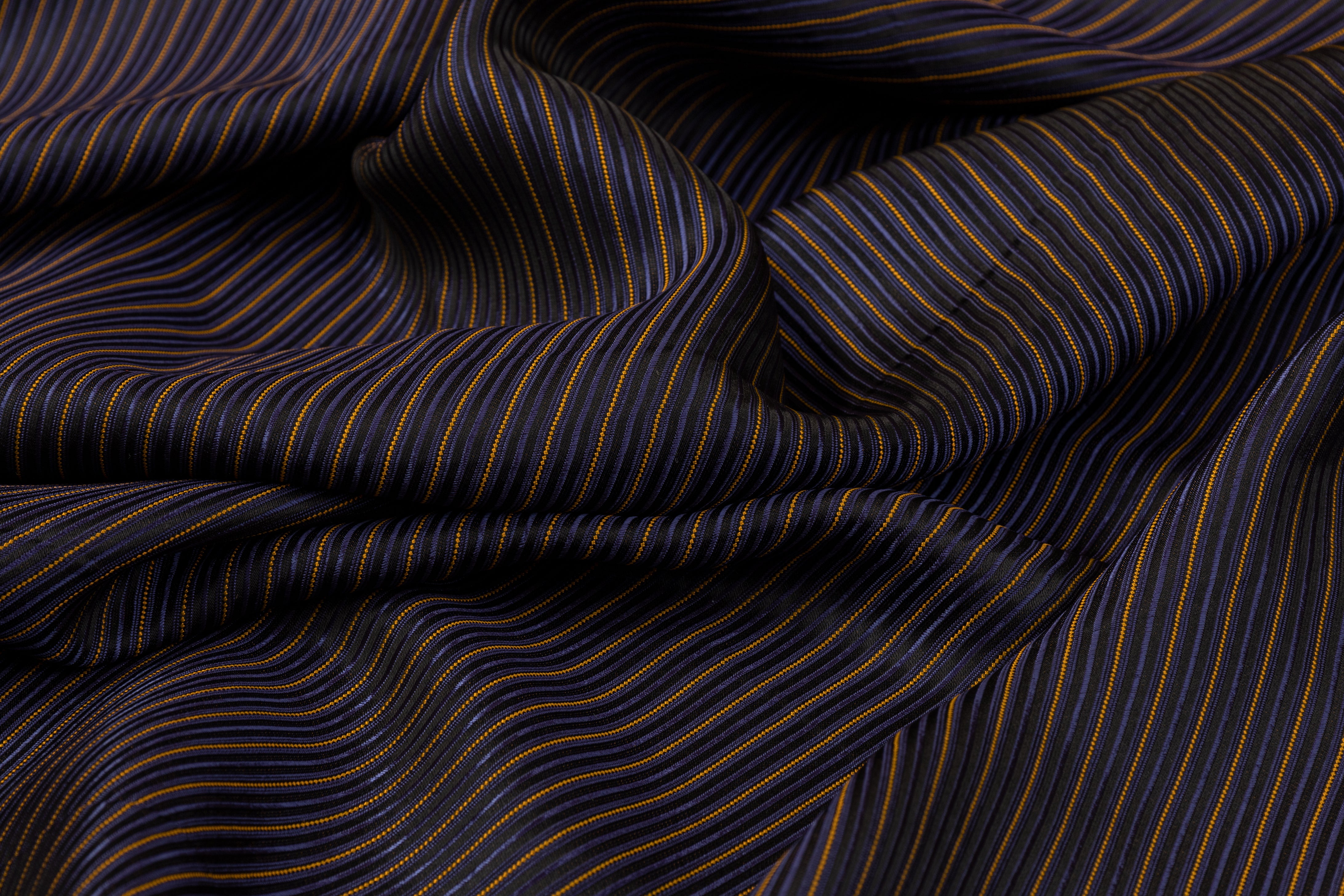 Double Faced Viscose Jacquard - Antique Gold and Navy Blue