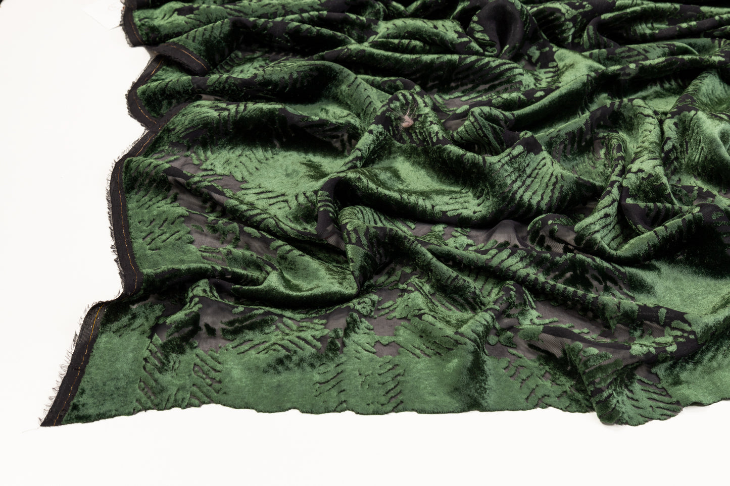 Silk Viscose Velvet Burnout - Green and Black