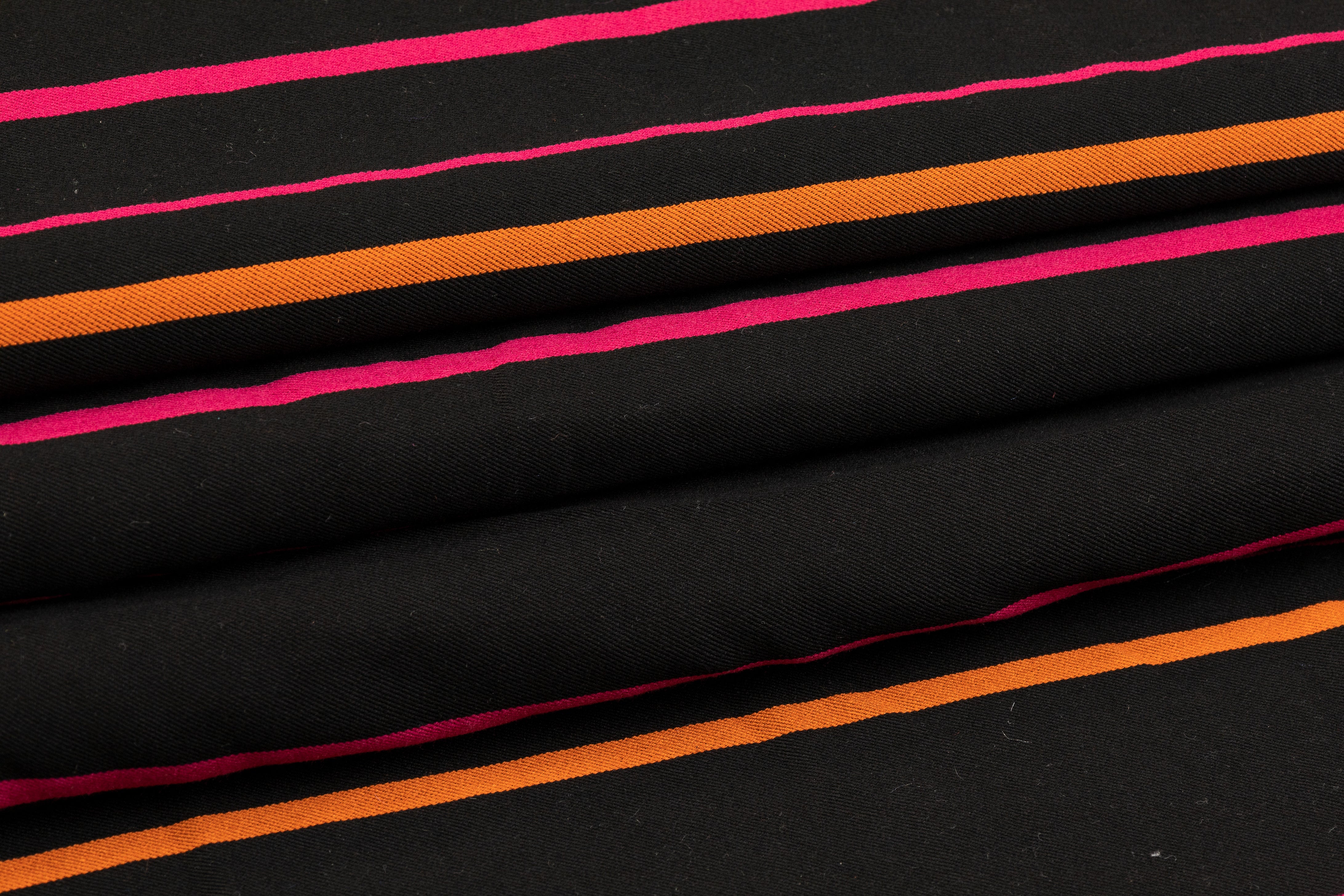 Striped Satin Back Twill - Black, Pink, Orange