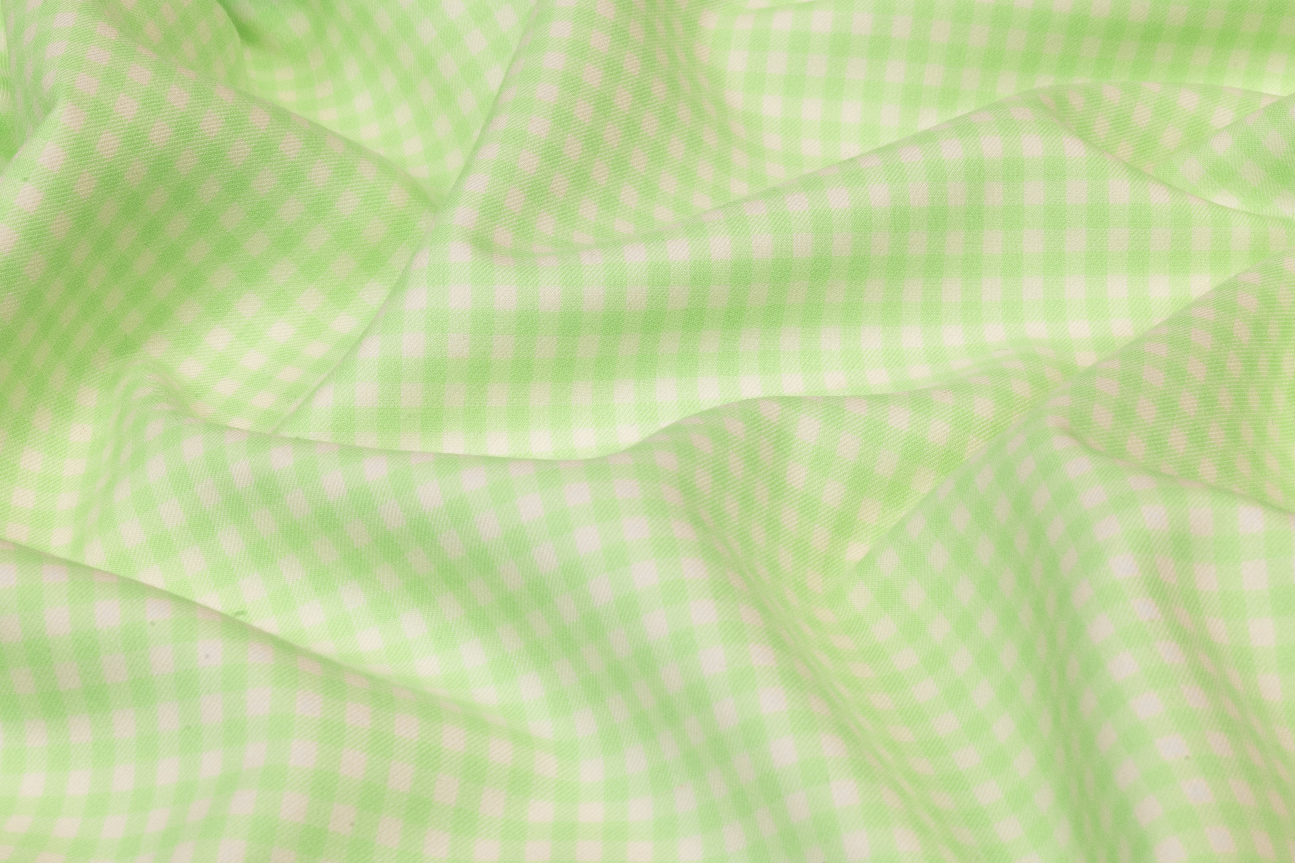 Double Faced Gingham Checked Wool Coating - Green