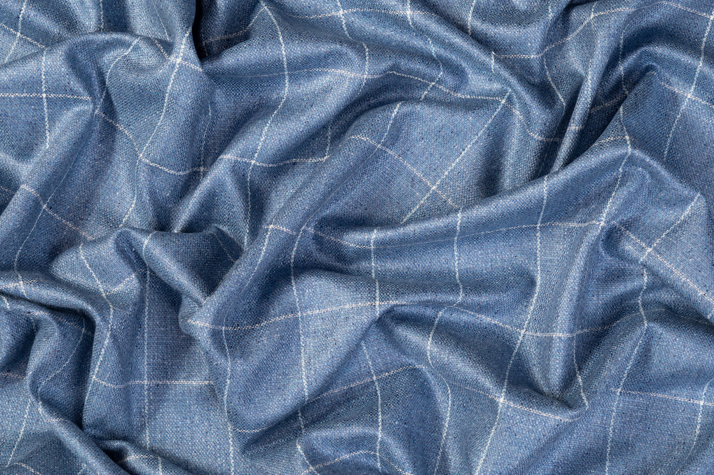 Loro Piana - Windowpane Italian Silk and Wool Suiting - Blue and White