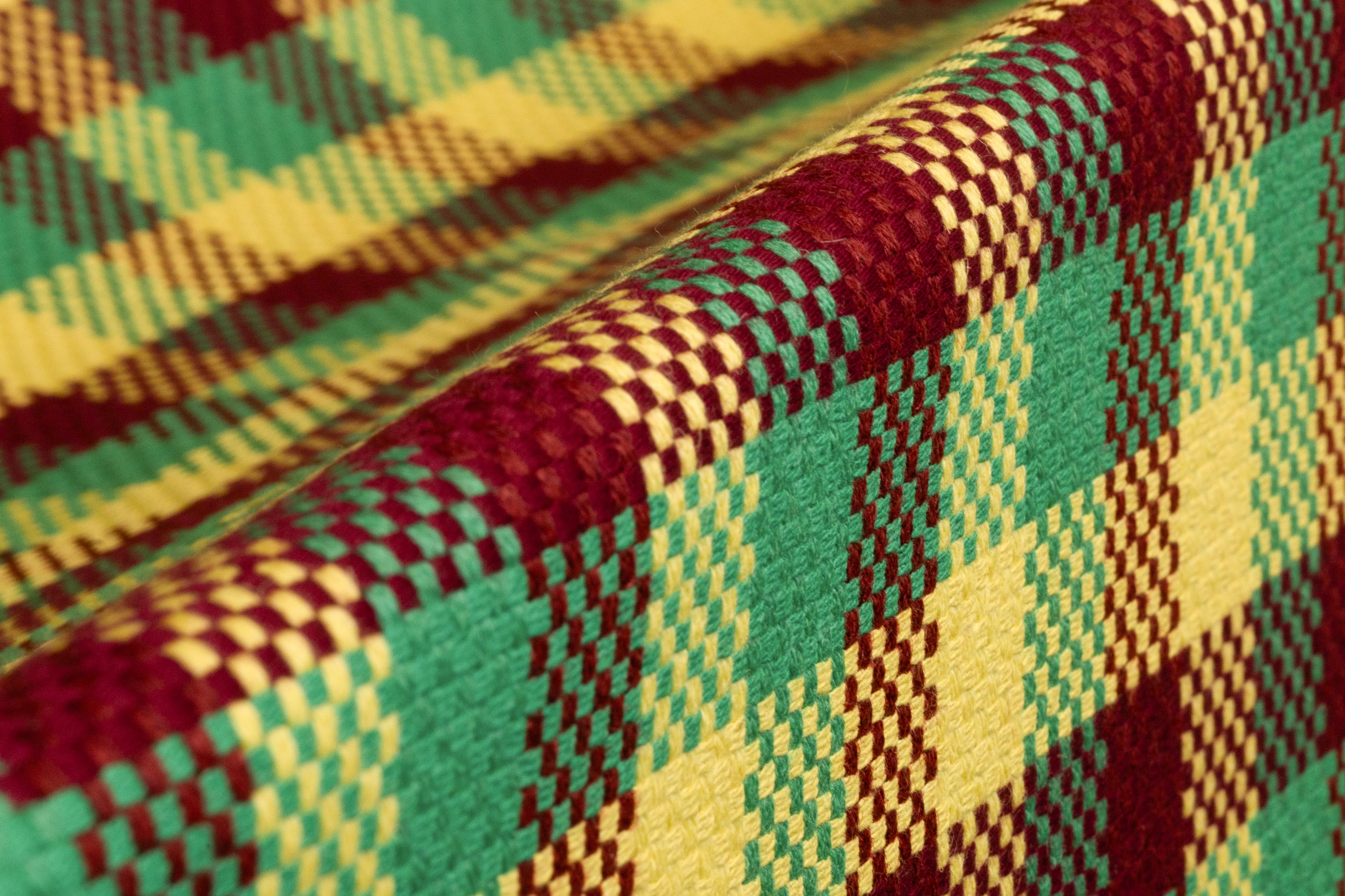 Checked Italian Wool - Burgundy / Green / Yellow