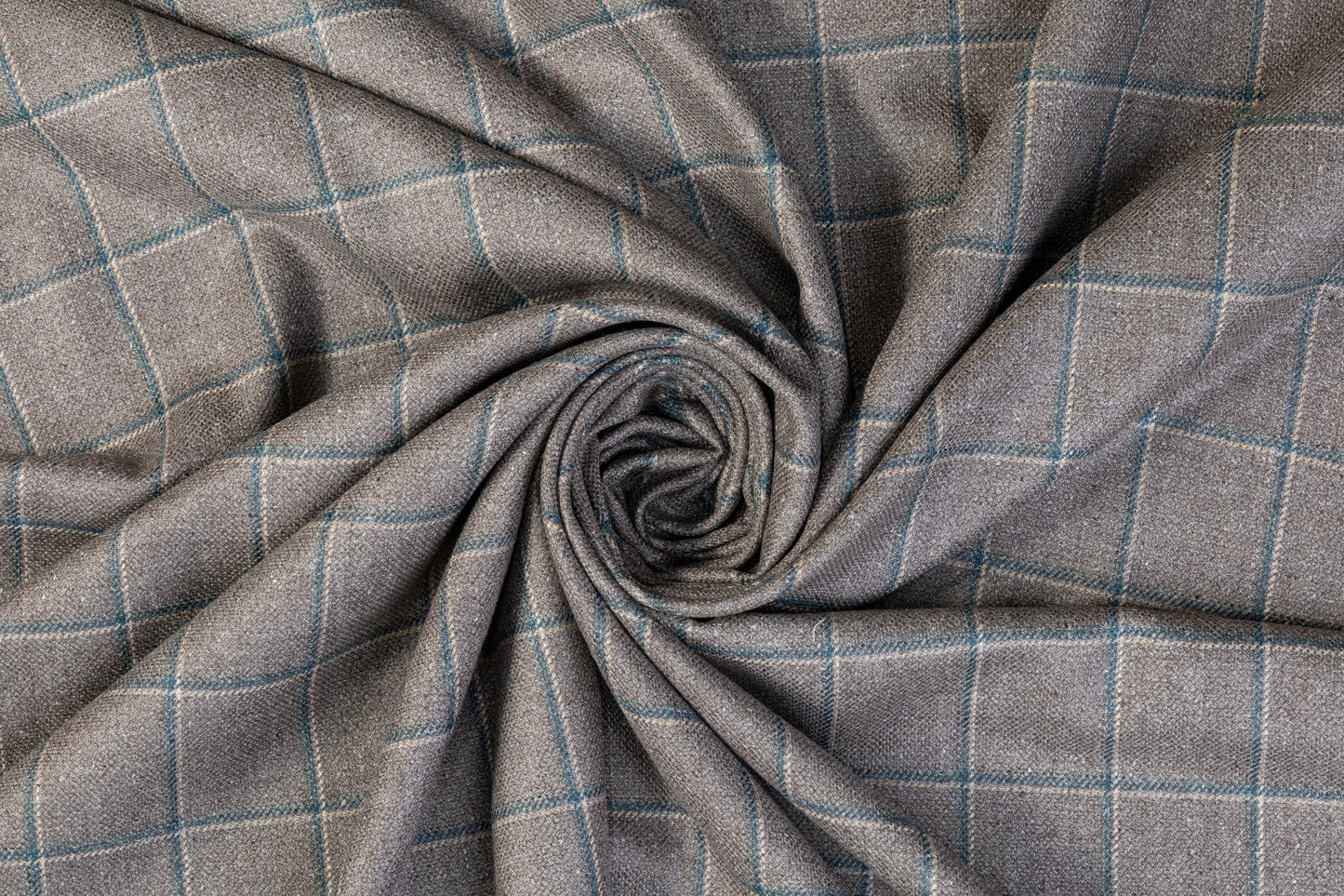 Loro Piana - Windowpane Italian Silk and Wool Suiting - Gray and Teal