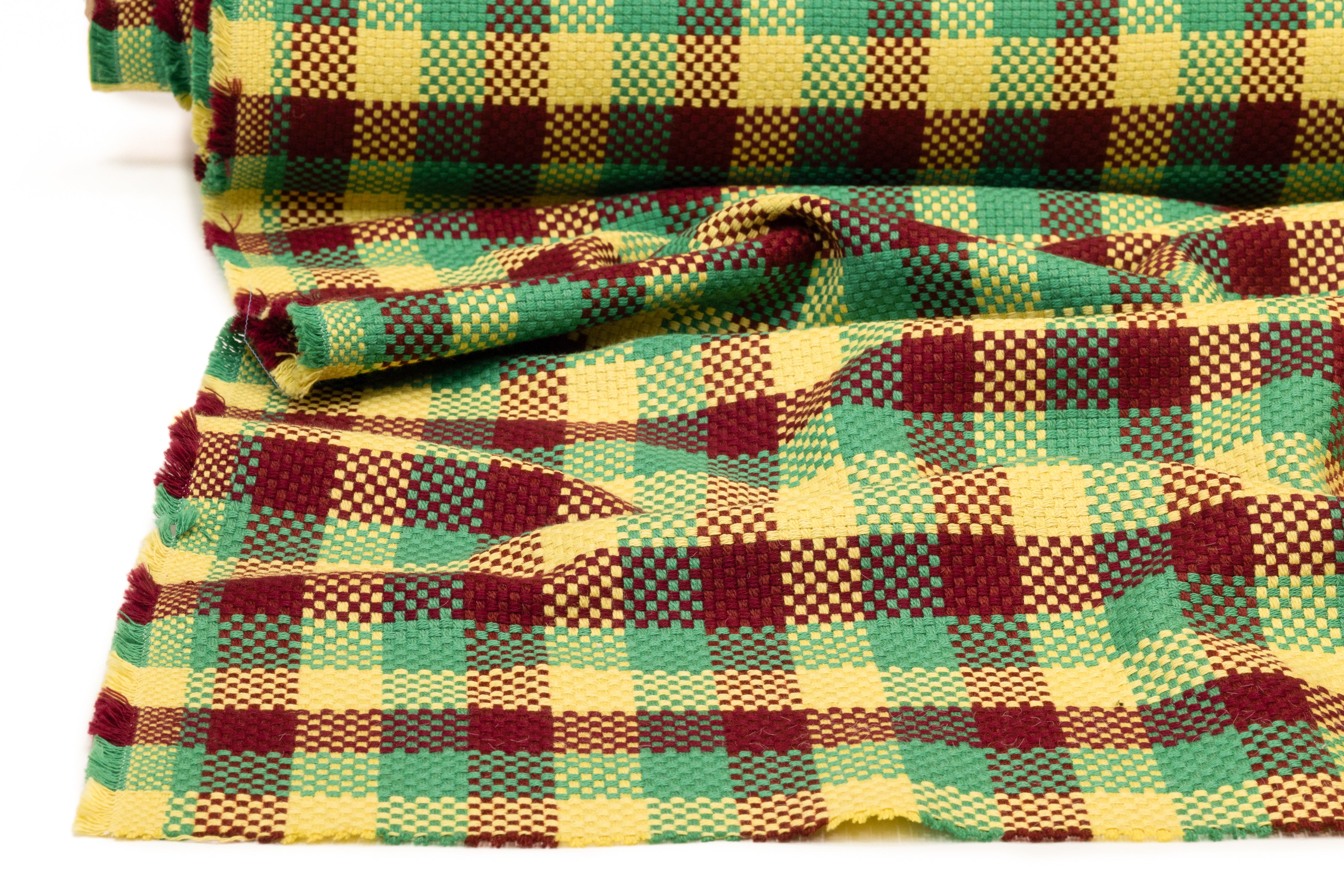 Checked Italian Wool - Burgundy / Green / Yellow