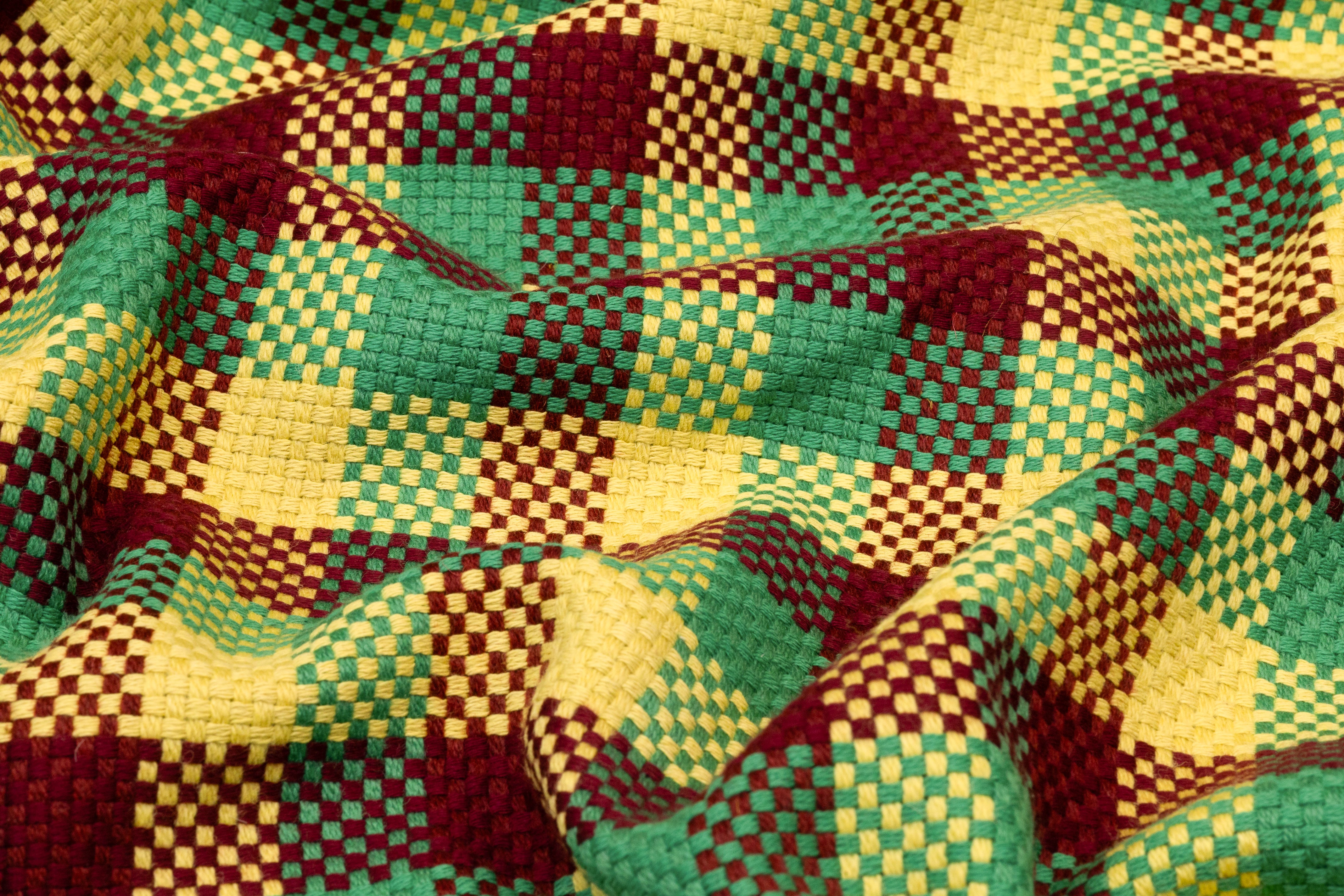 Checked Italian Wool - Burgundy / Green / Yellow