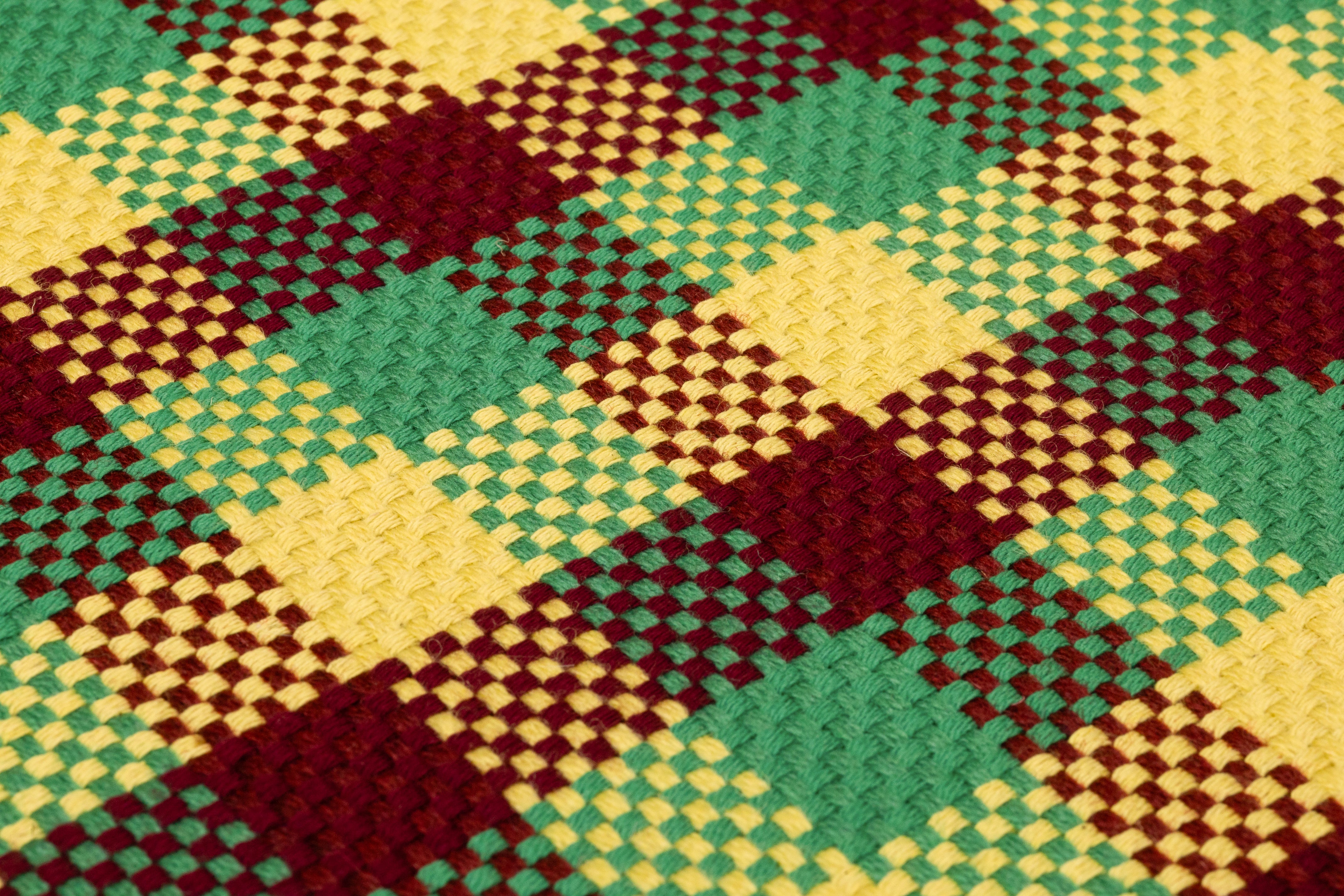 Checked Italian Wool - Burgundy / Green / Yellow