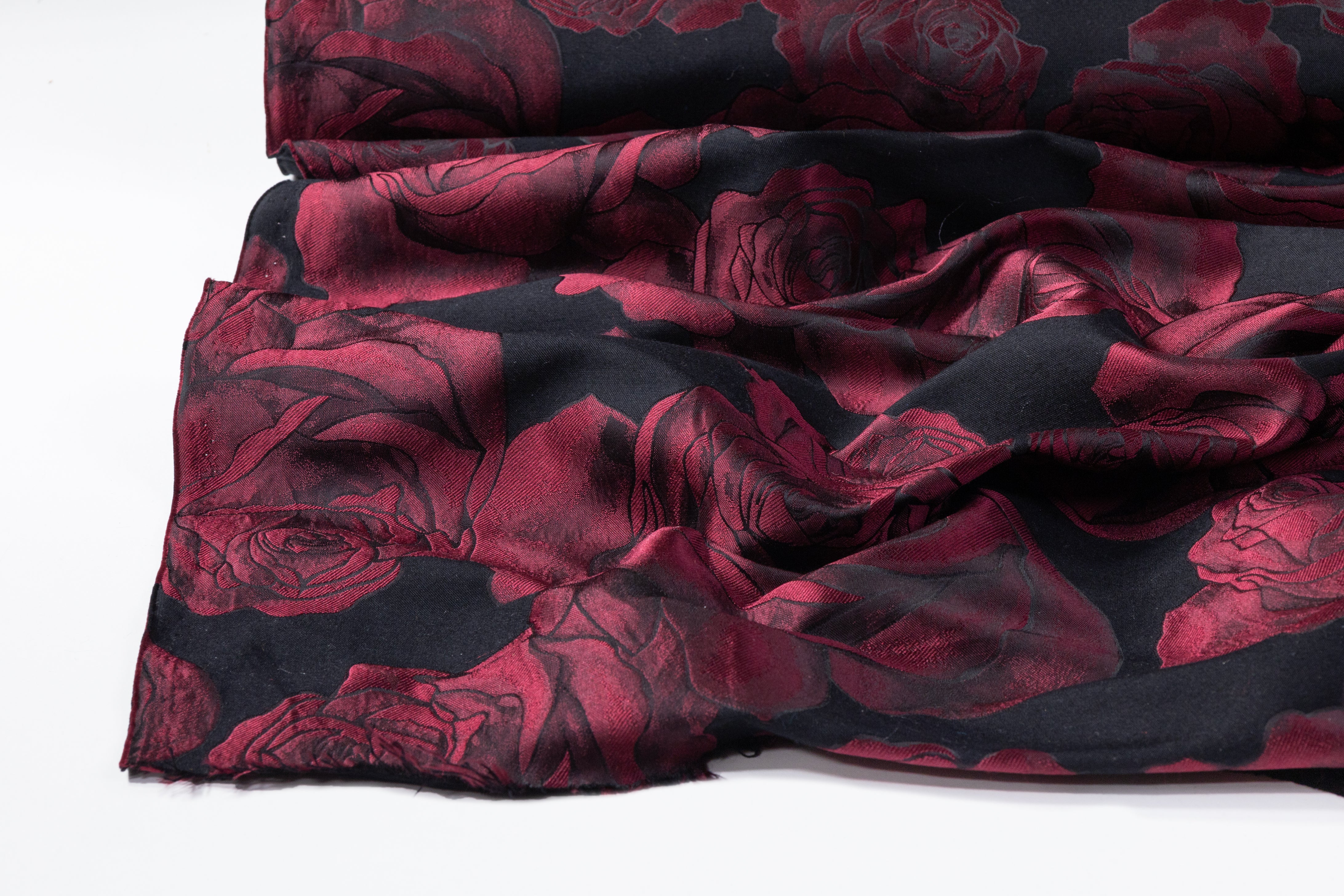 Rose Floral Brocade - Burgundy / Black