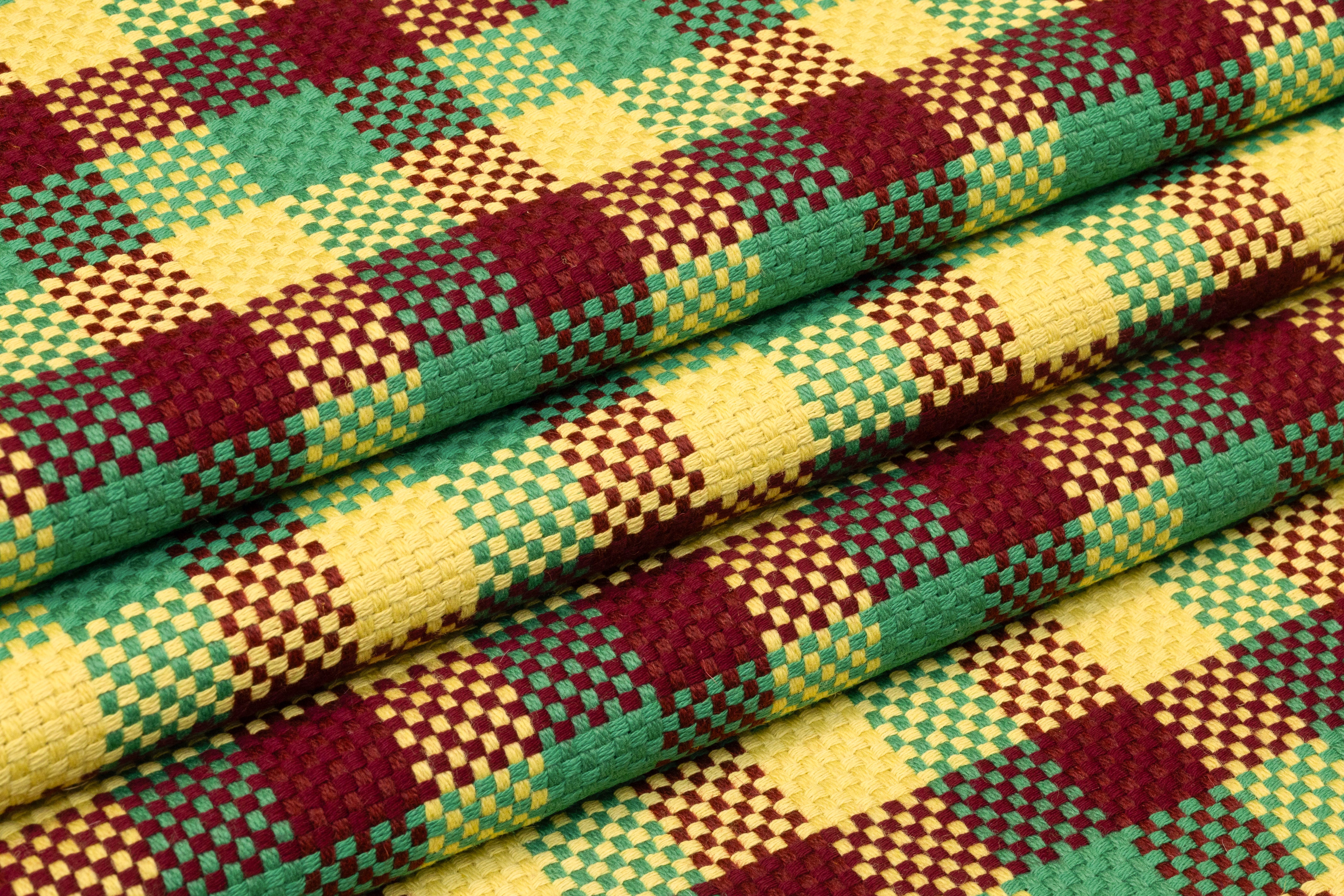 Checked Italian Wool - Burgundy / Green / Yellow