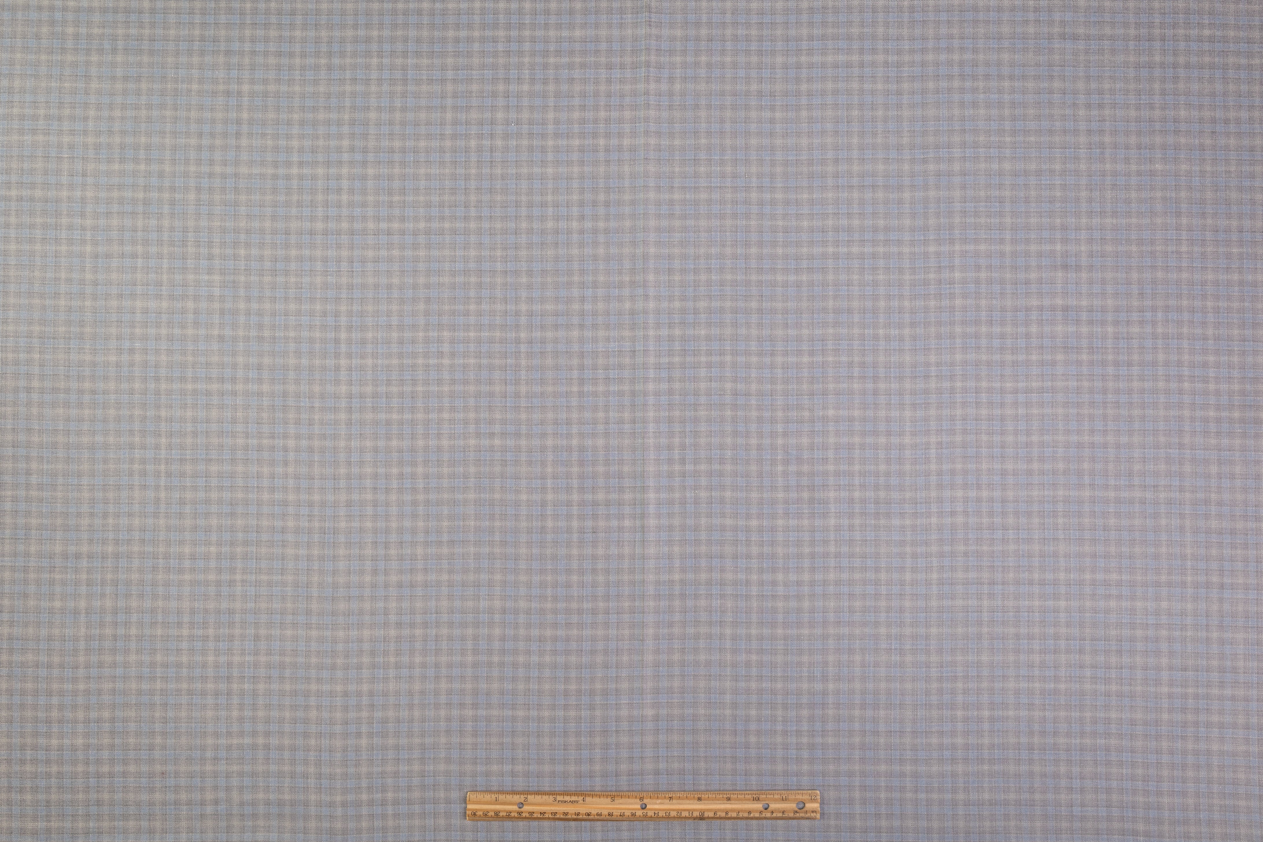 Checked Italian Wool Suiting - Gray / Blue