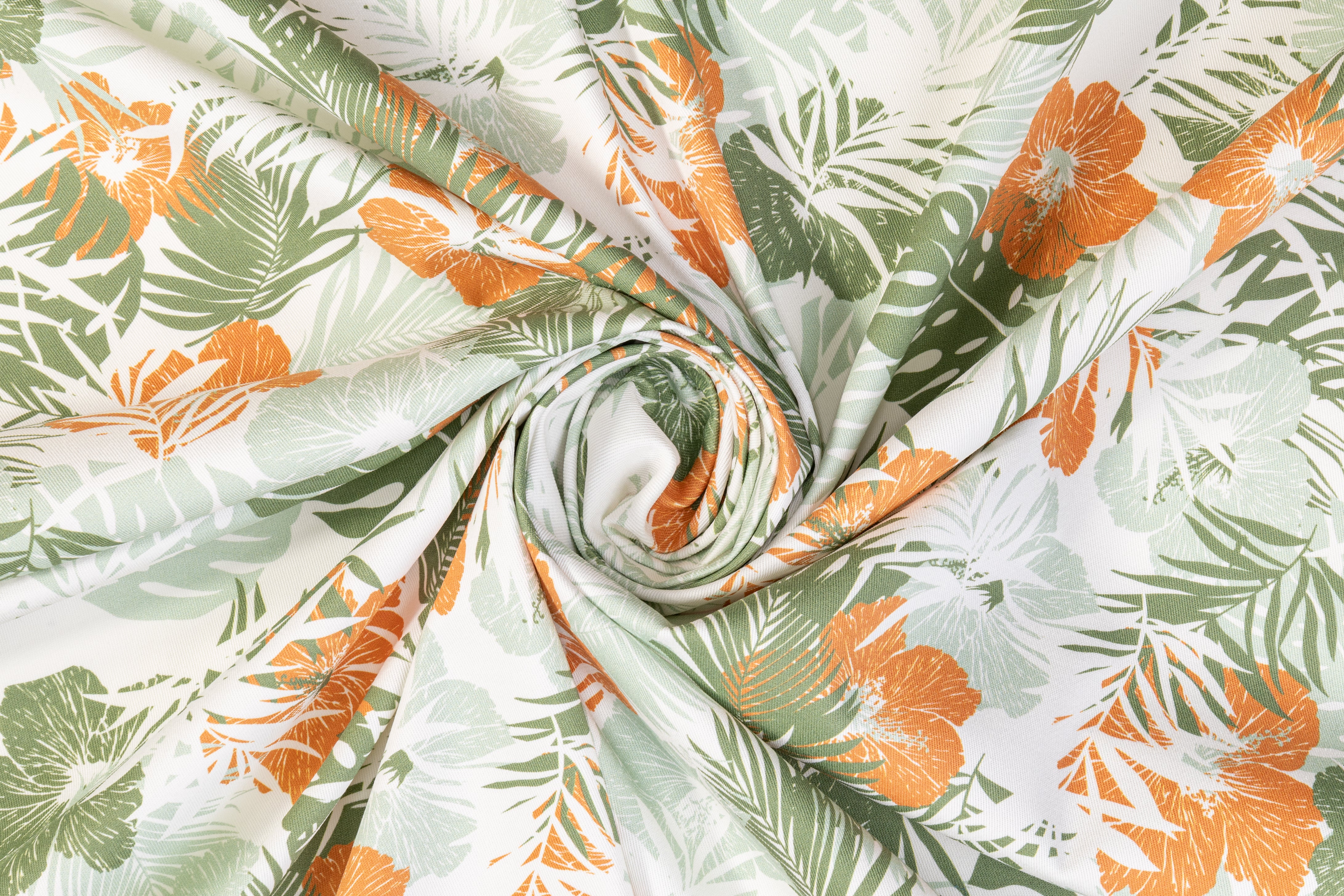 Tropical Floral Italian Cotton Denim - Multicolor