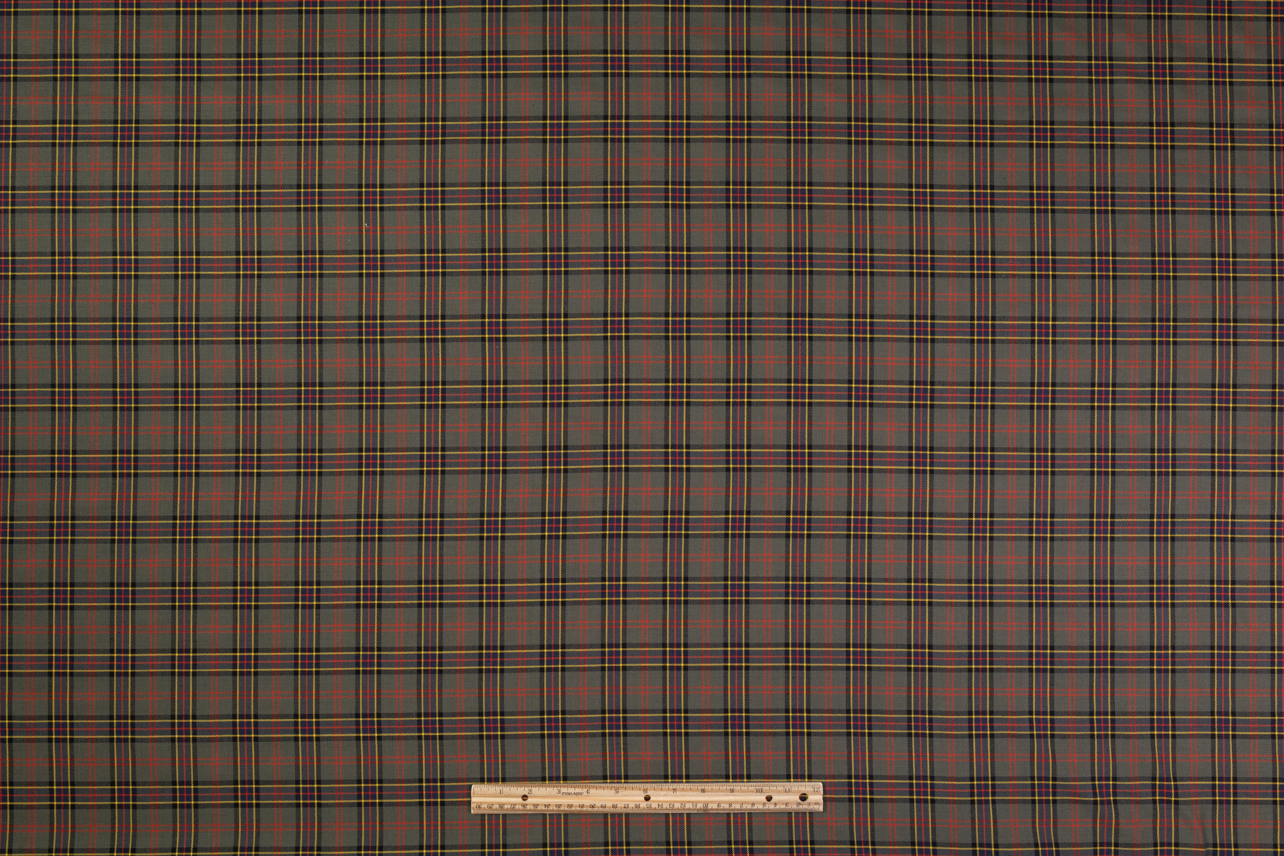 Checked Italian Wool Suiting - Green / Navy / Yellow / Red