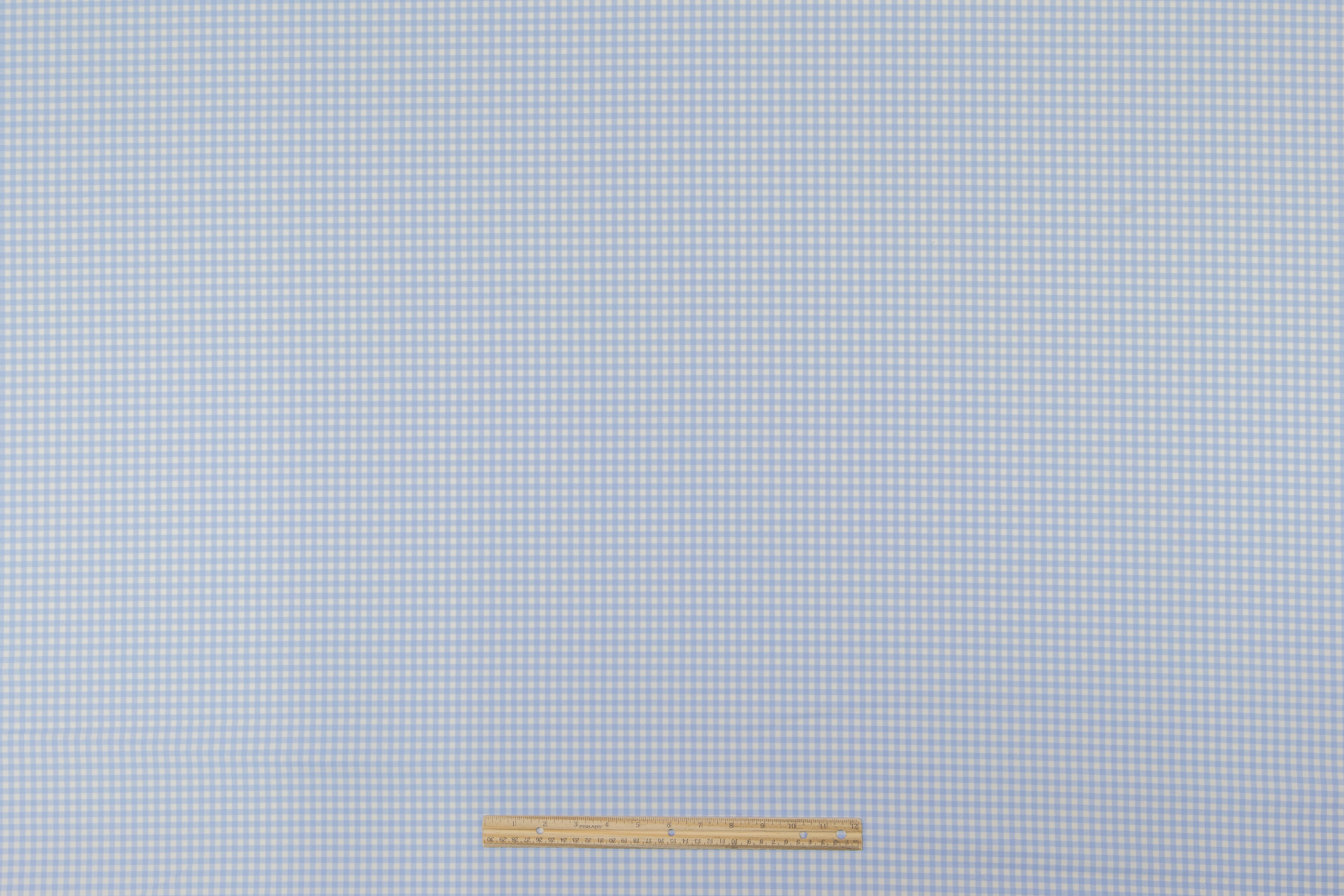 Double Faced Gingham Checked Wool Coating - Carolina Blue