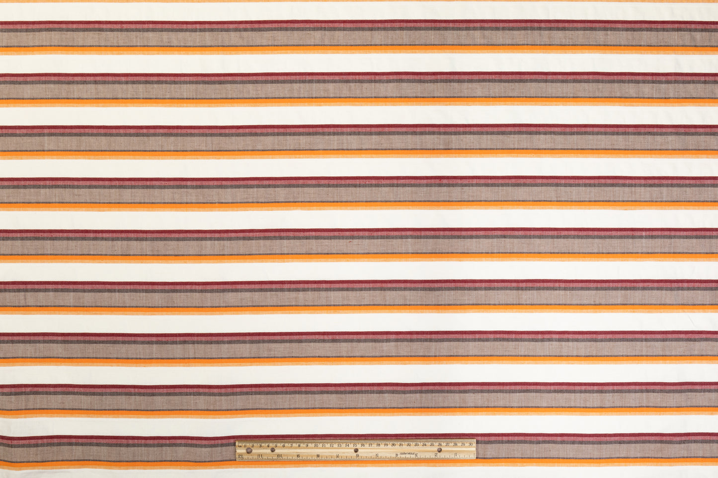 Striped Italian Linen - Orange, Burgundy, Brown