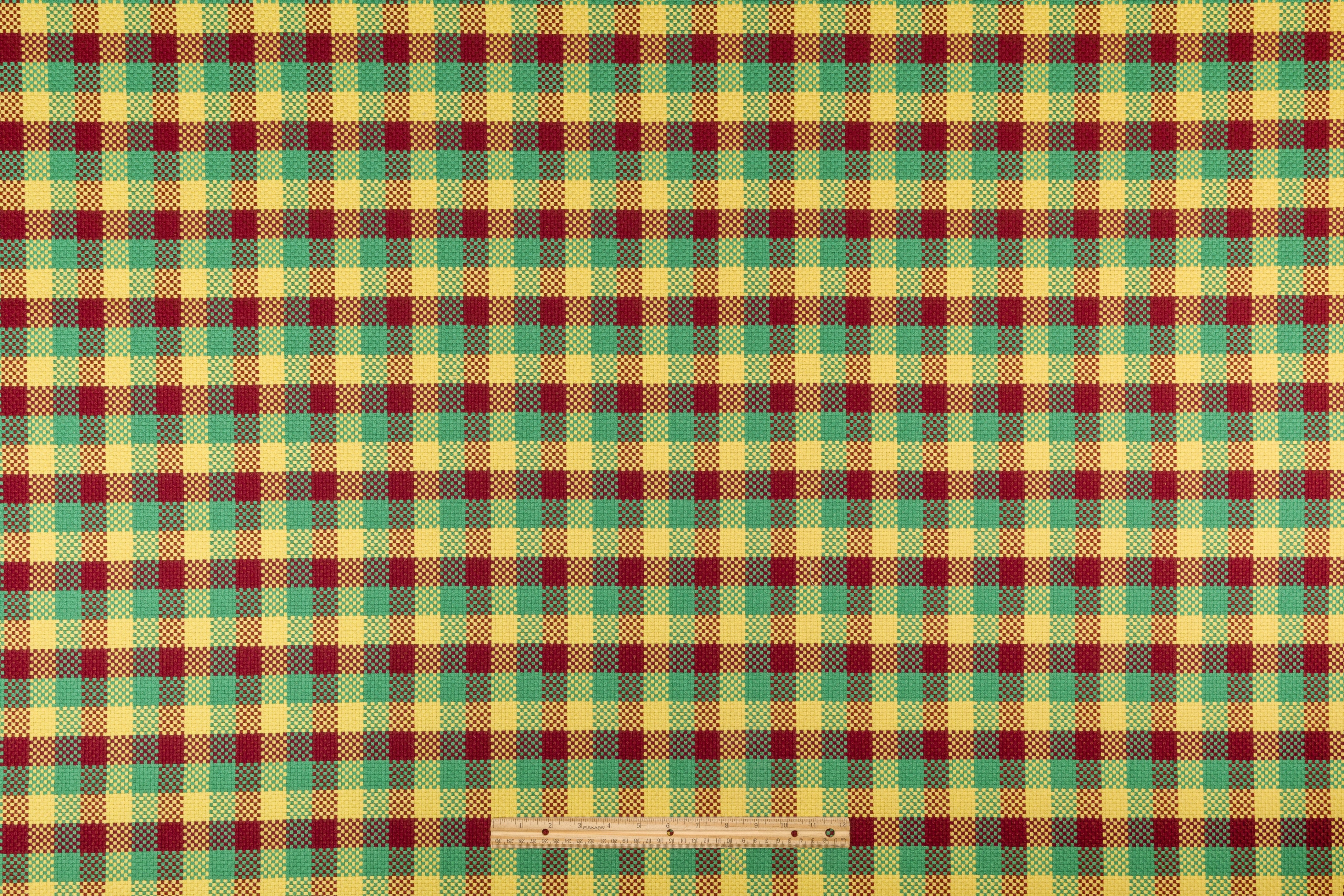 Checked Italian Wool - Burgundy / Green / Yellow
