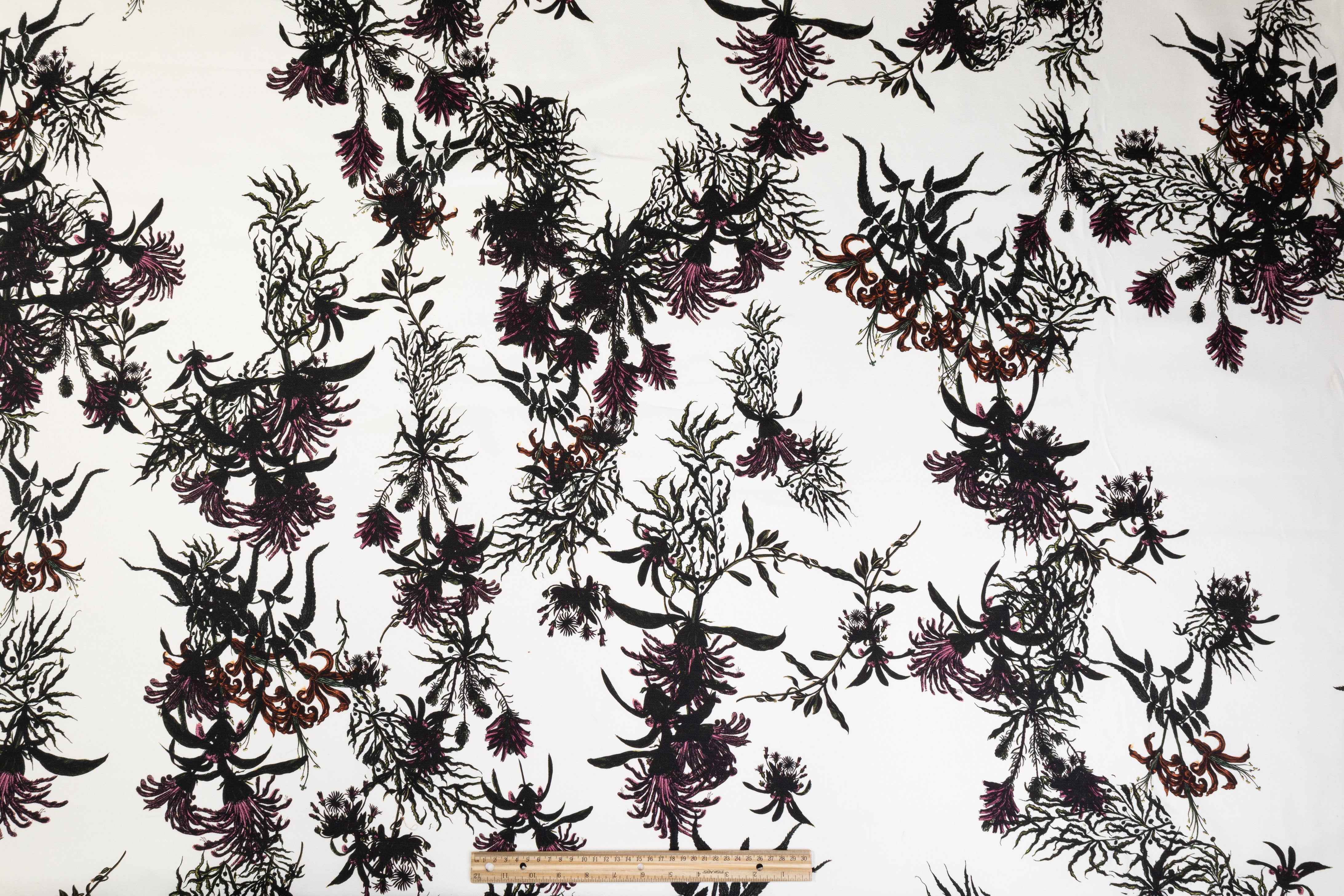 Floral Italian Cotton Twill Denim - Multicolor