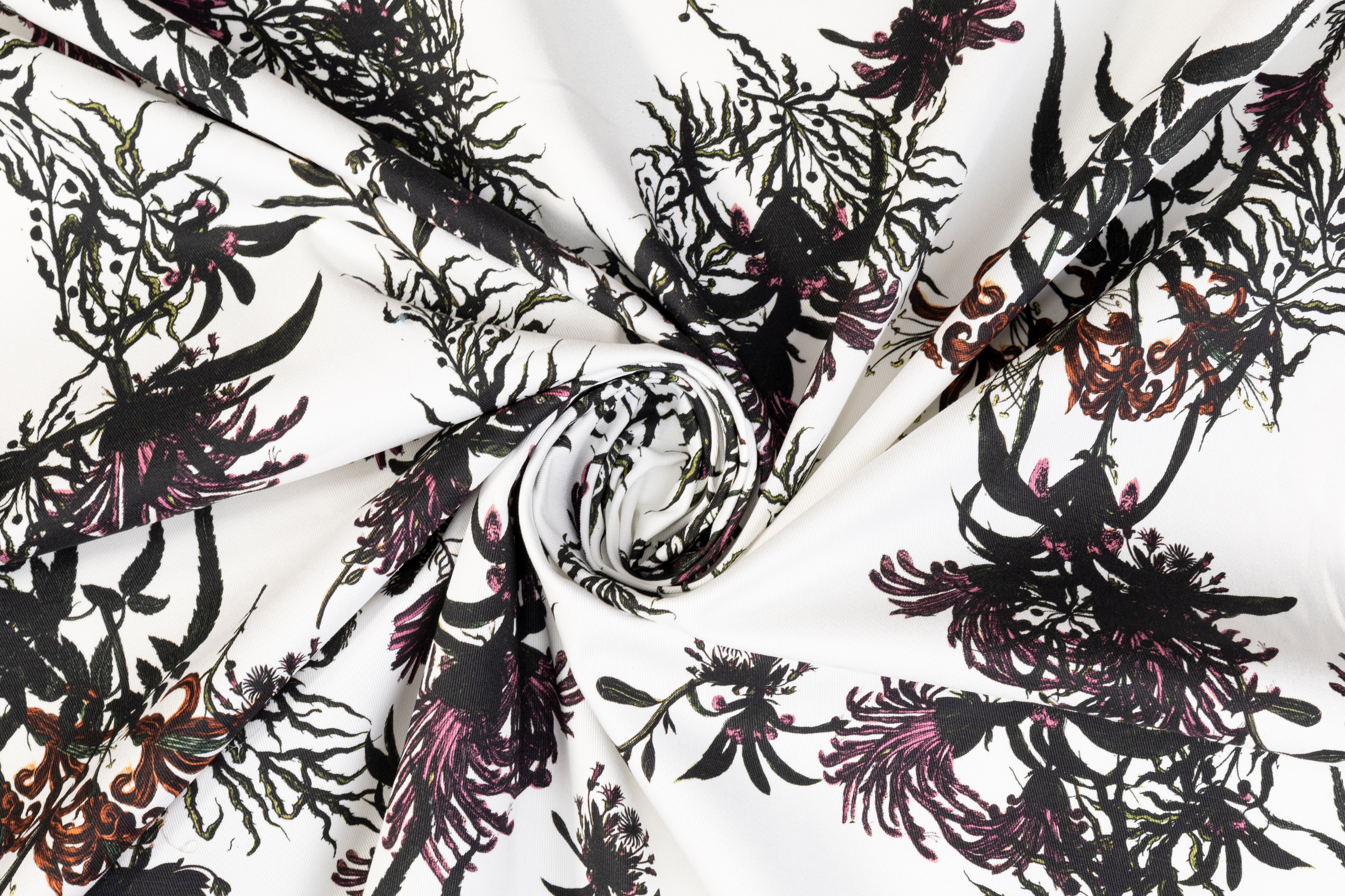 Floral Italian Cotton Twill Denim - Multicolor