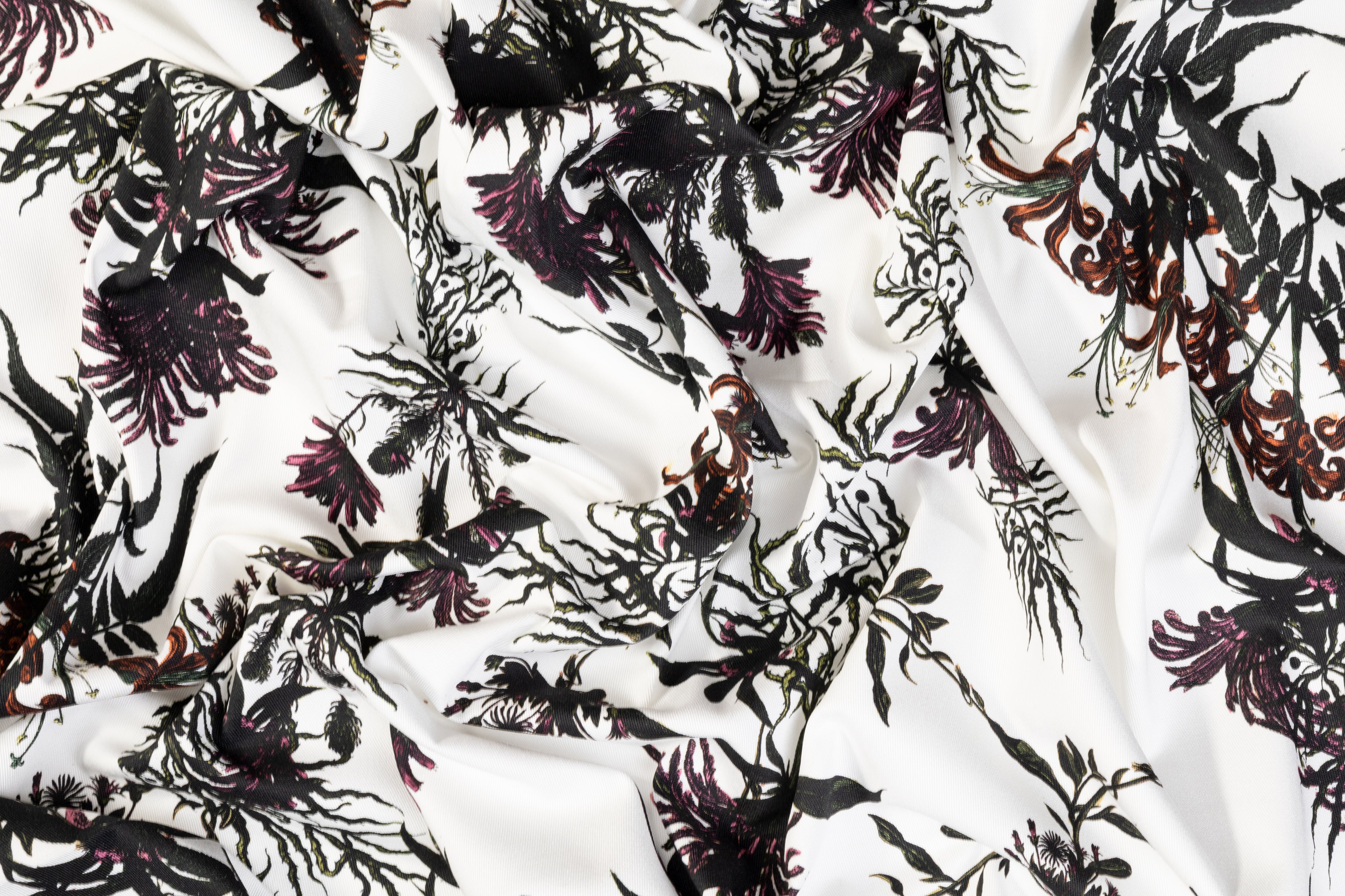 Floral Italian Cotton Twill Denim - Multicolor