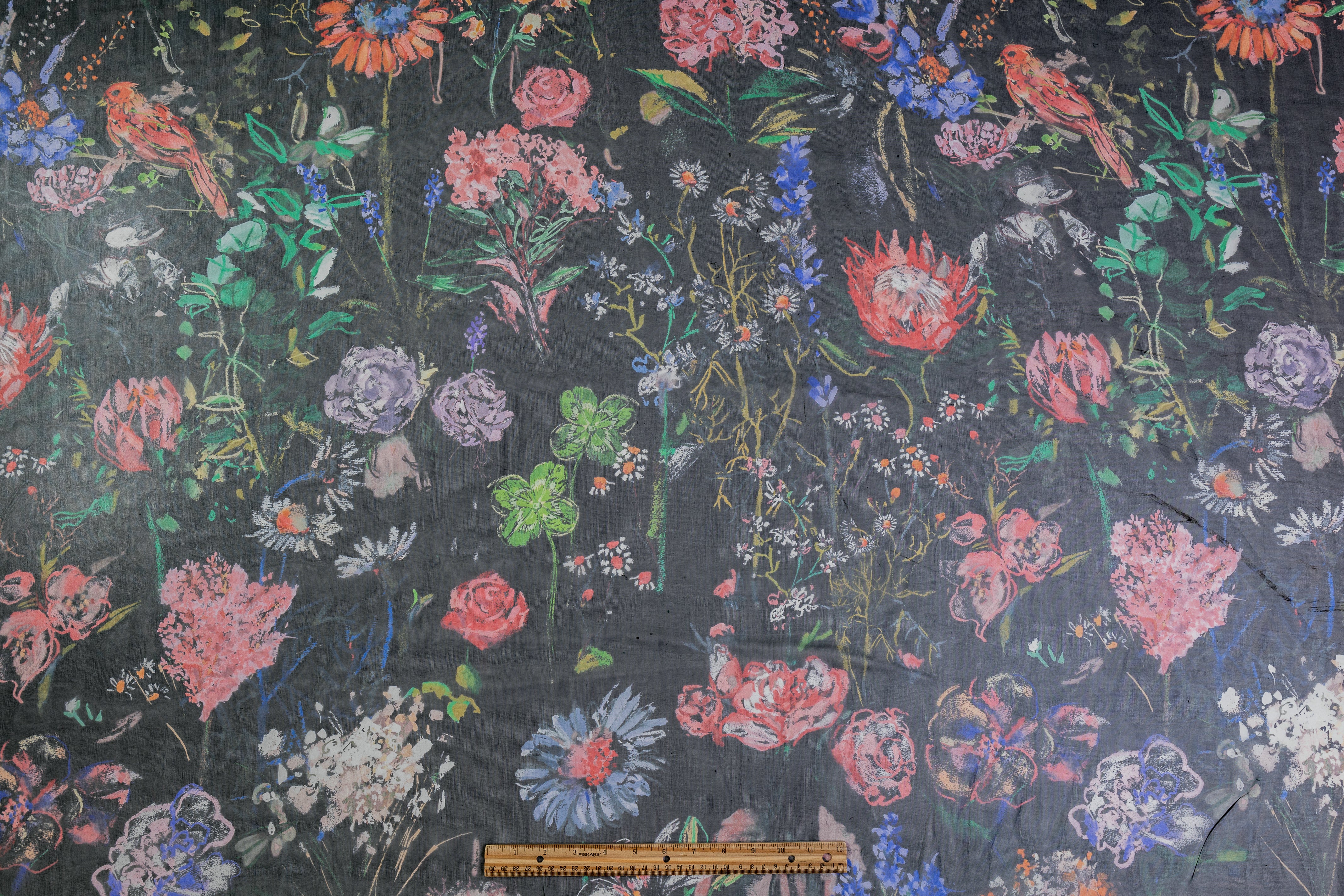 Floral Silk Organza - Black / Multicolor