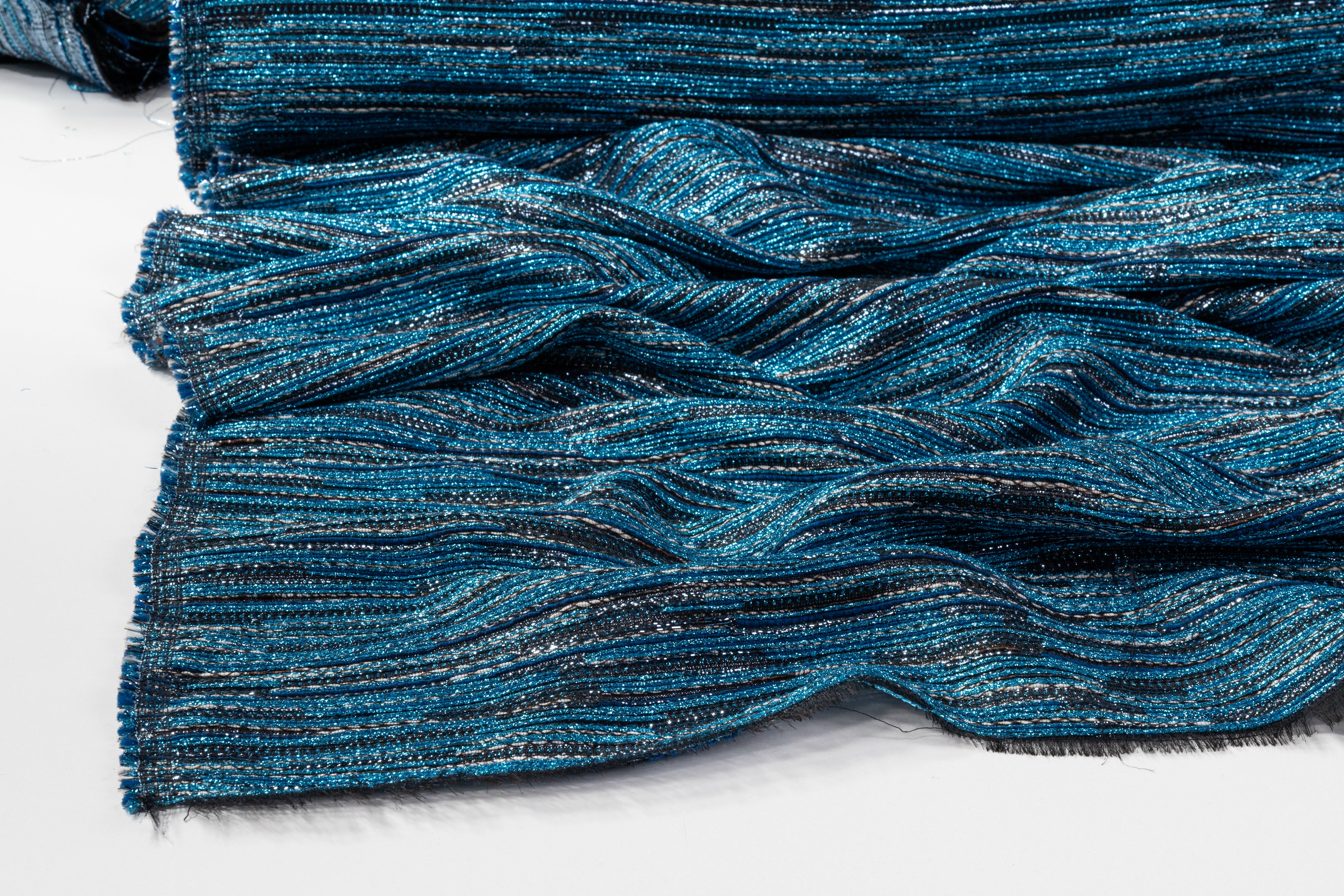 French Metallic Brocade - Blue