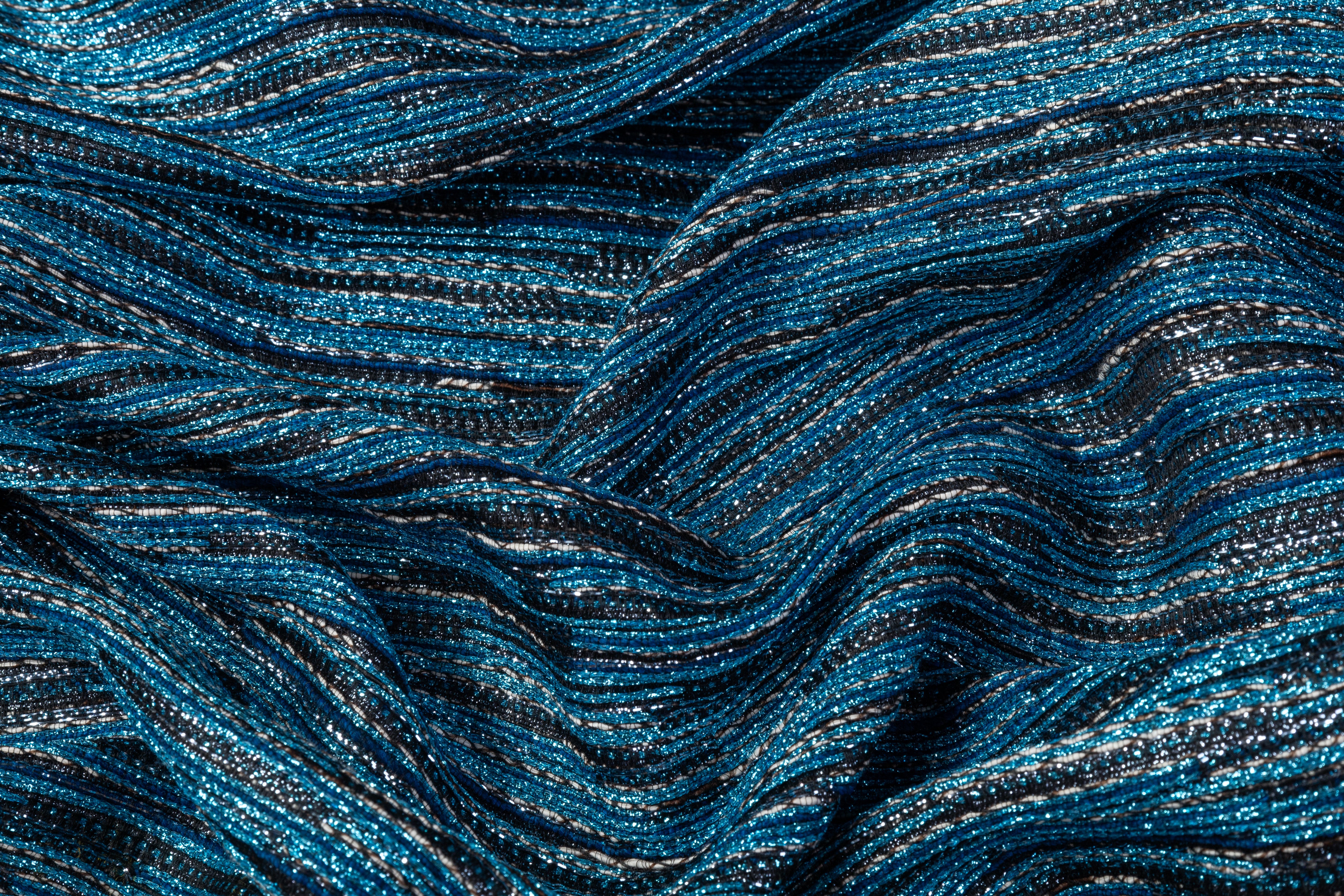 French Metallic Brocade - Blue