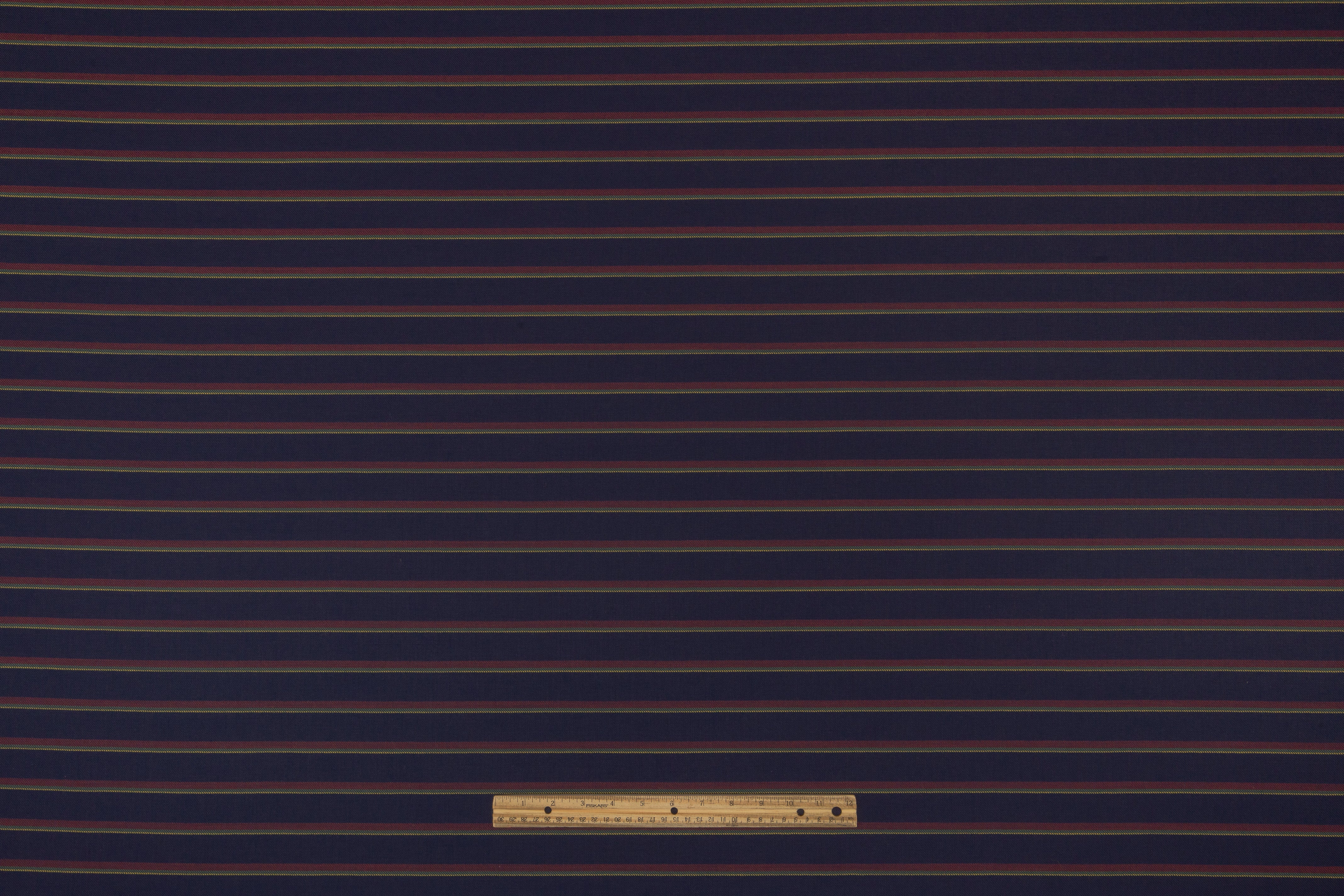 Striped Italian Wool Suiting - Navy / Red / Green / Yellow