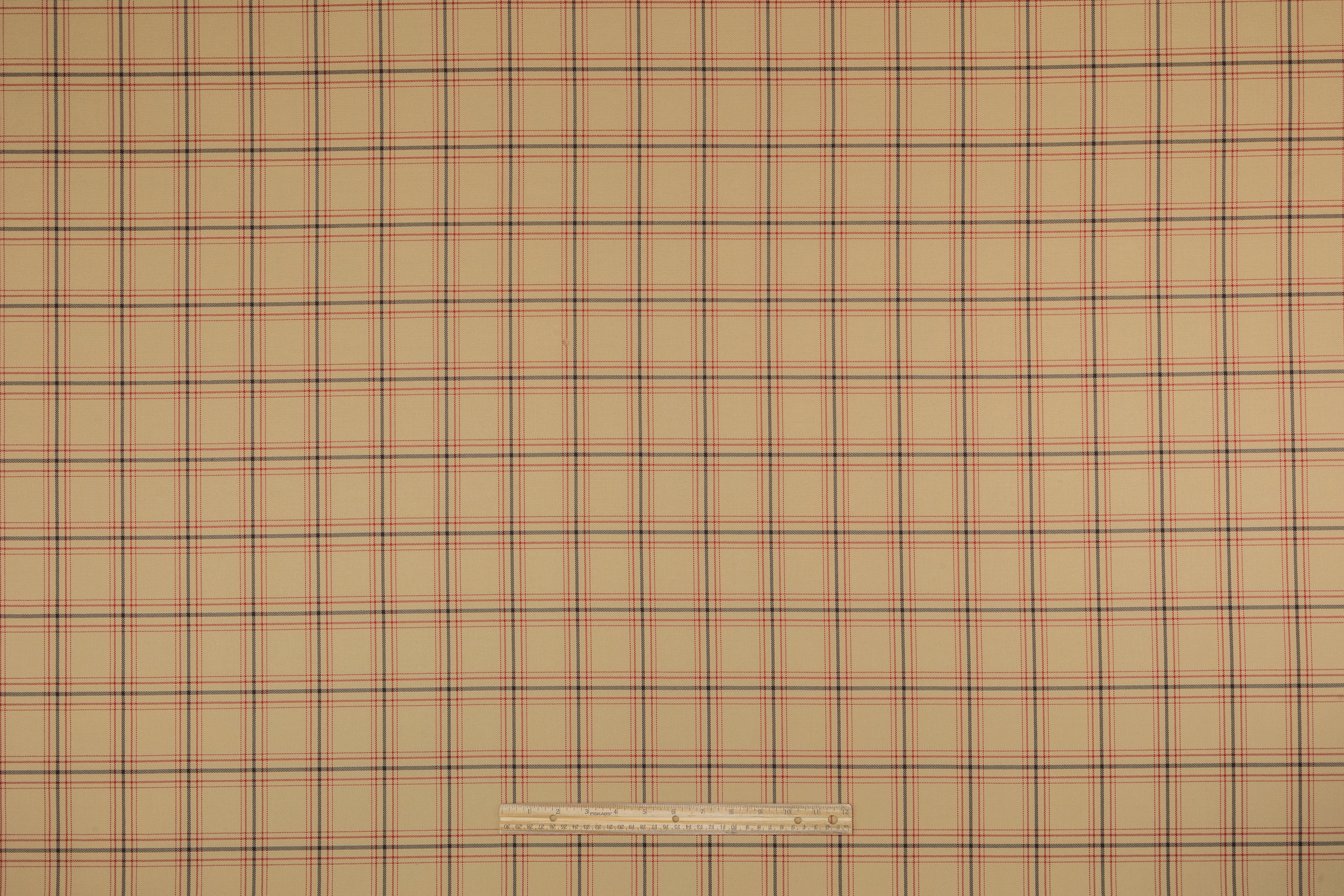 Checked Italian Wool Suiting - Beige / Red