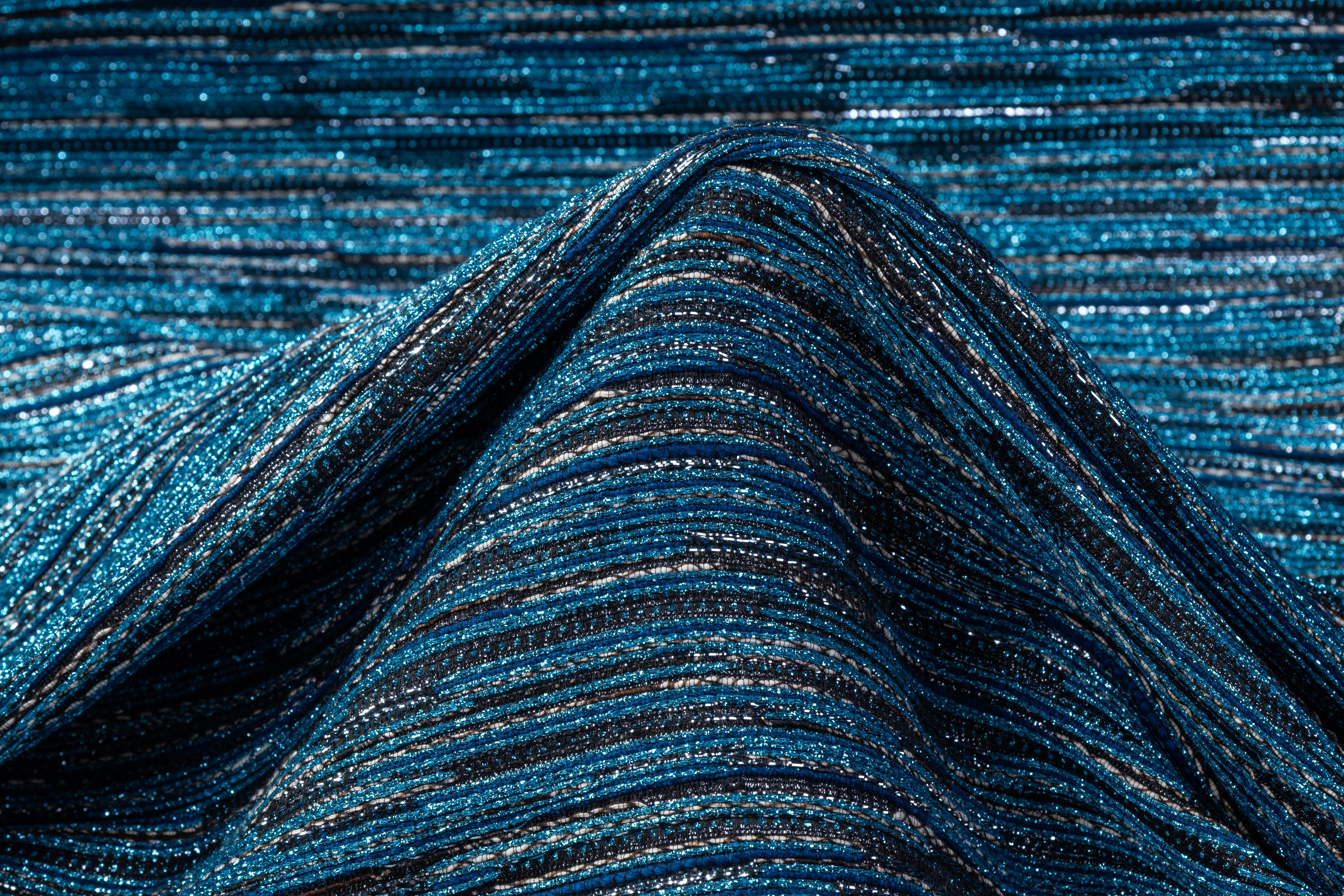French Metallic Brocade - Blue