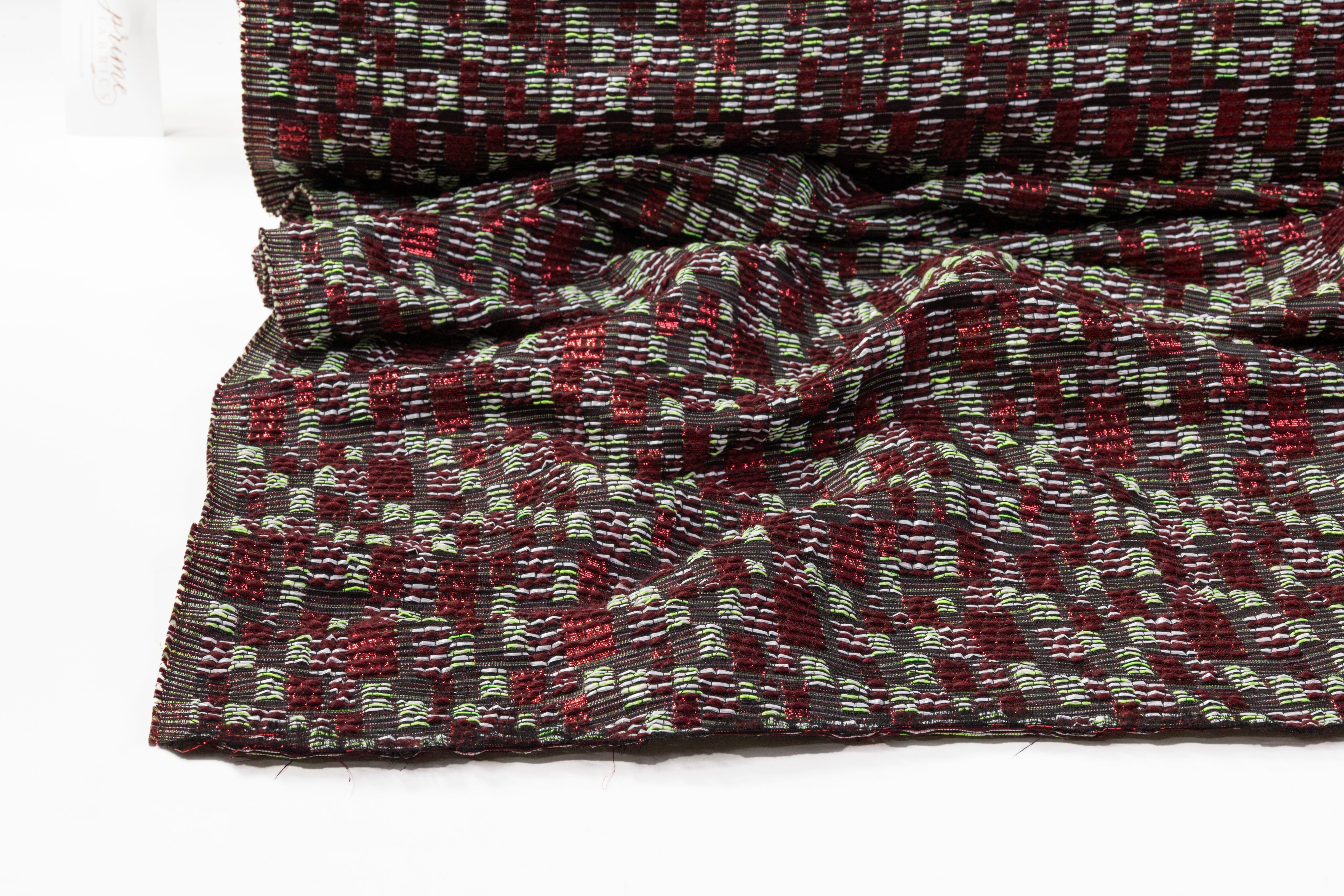 French Metallic Brocade - Red / Green