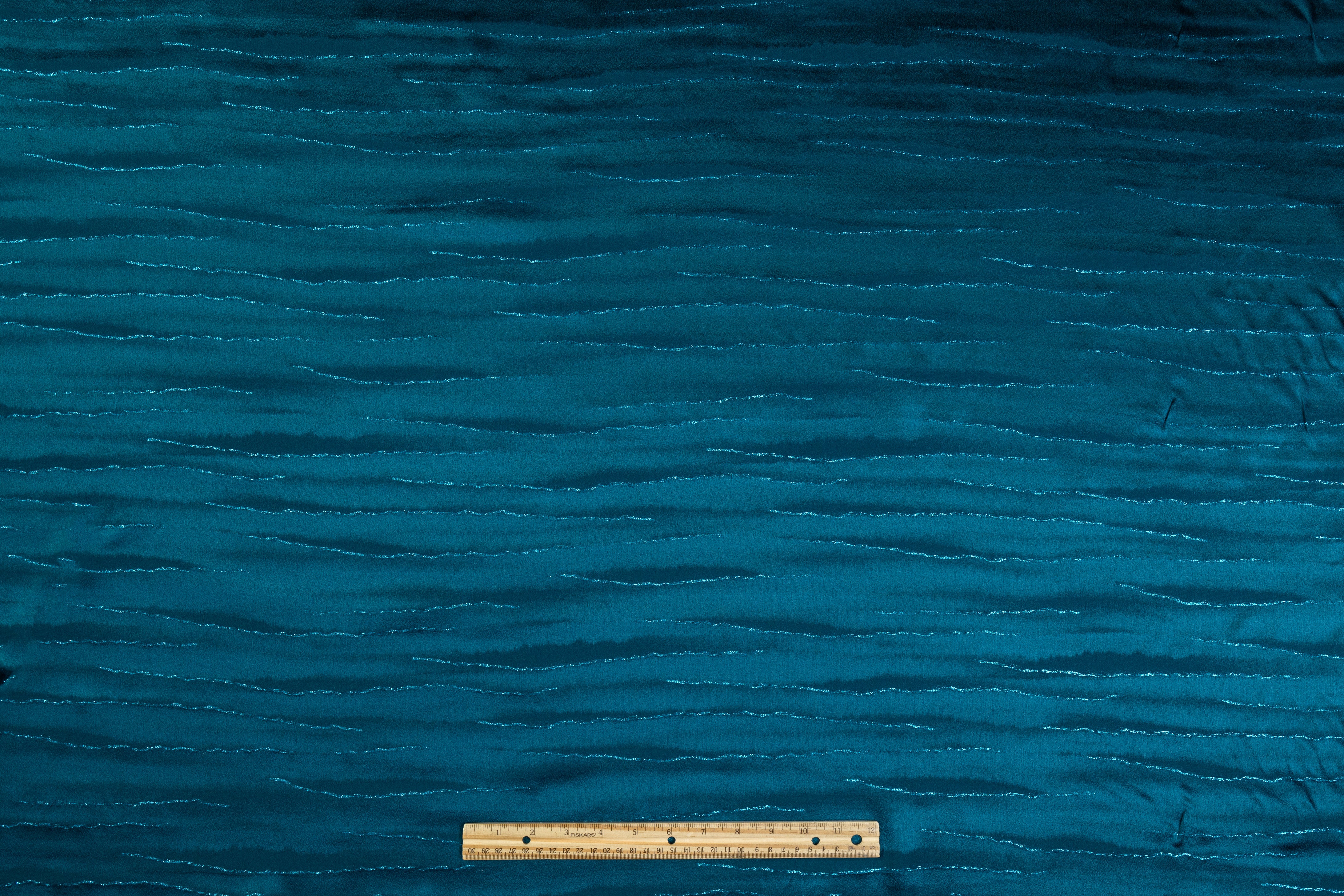 Metallic Italian Silk Jacquard - Teal Blue