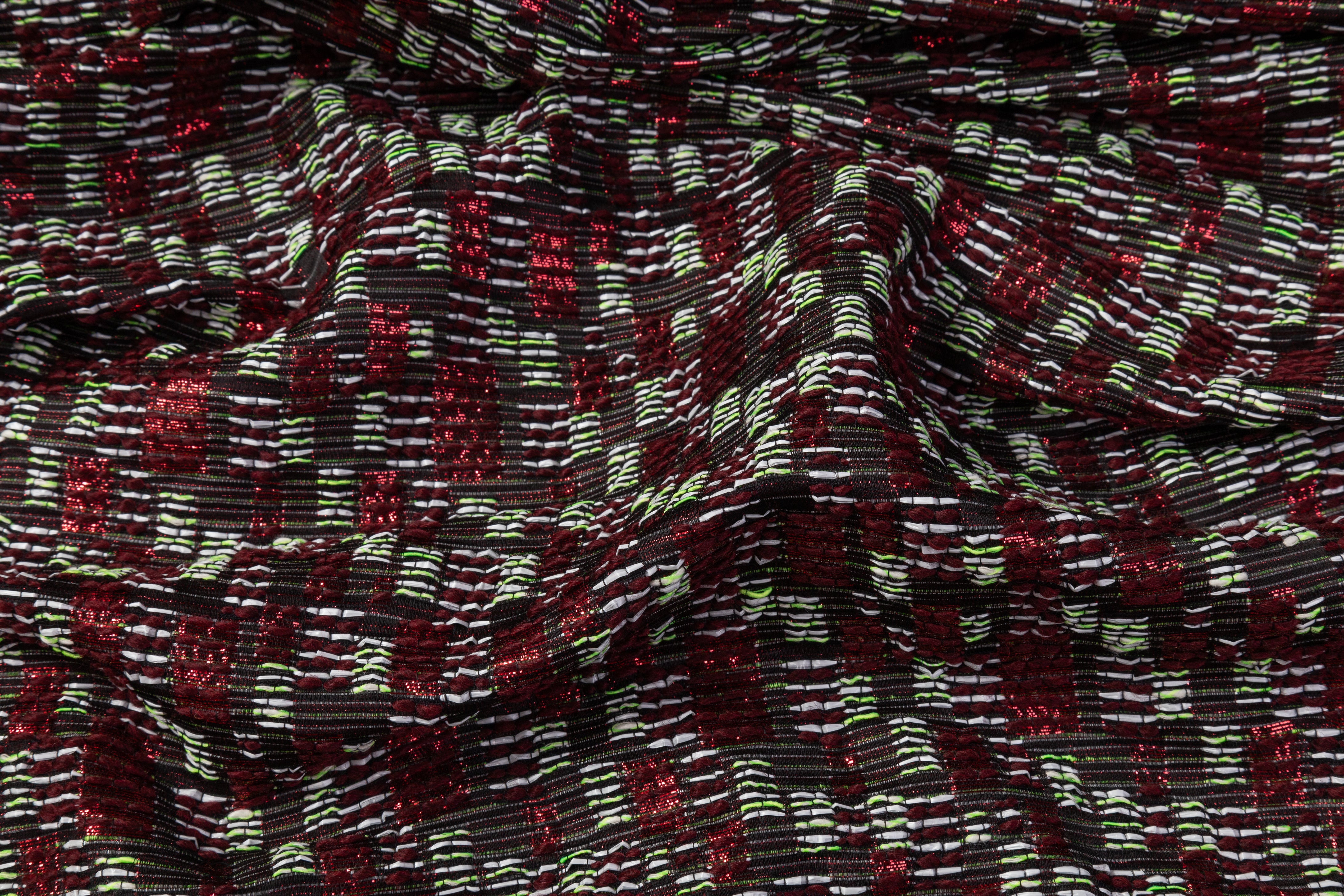 French Metallic Brocade - Red / Green