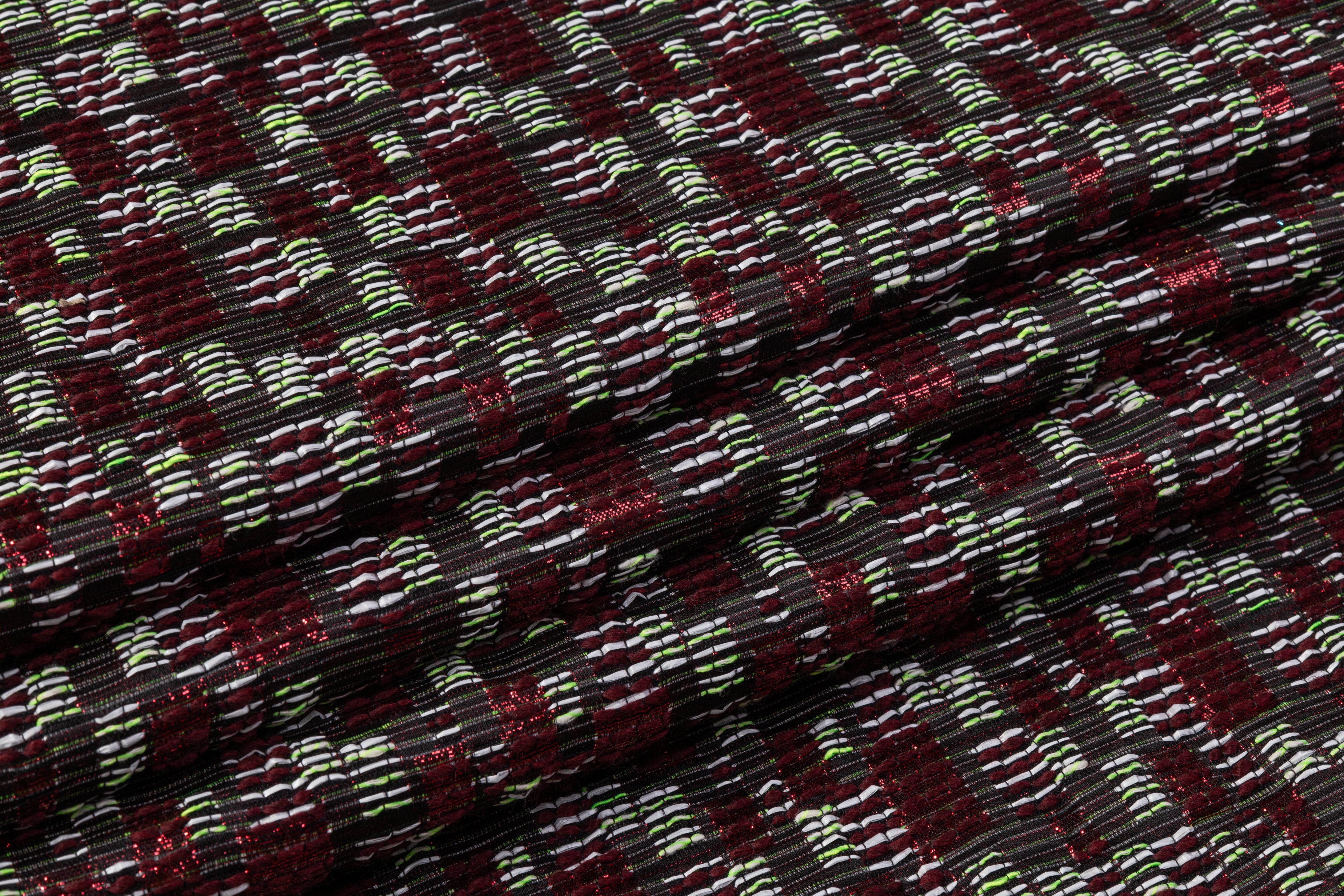 French Metallic Brocade - Red / Green