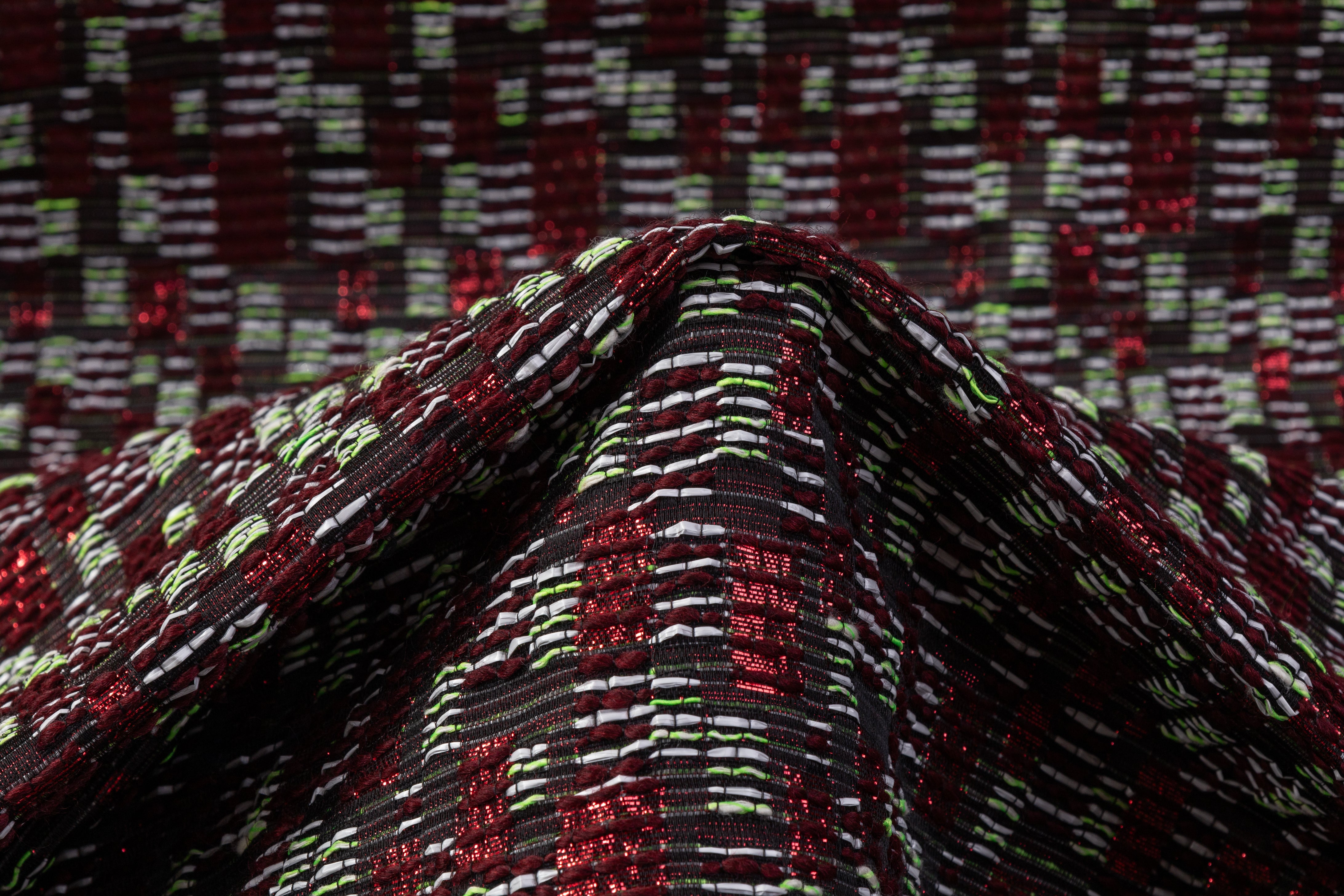 French Metallic Brocade - Red / Green